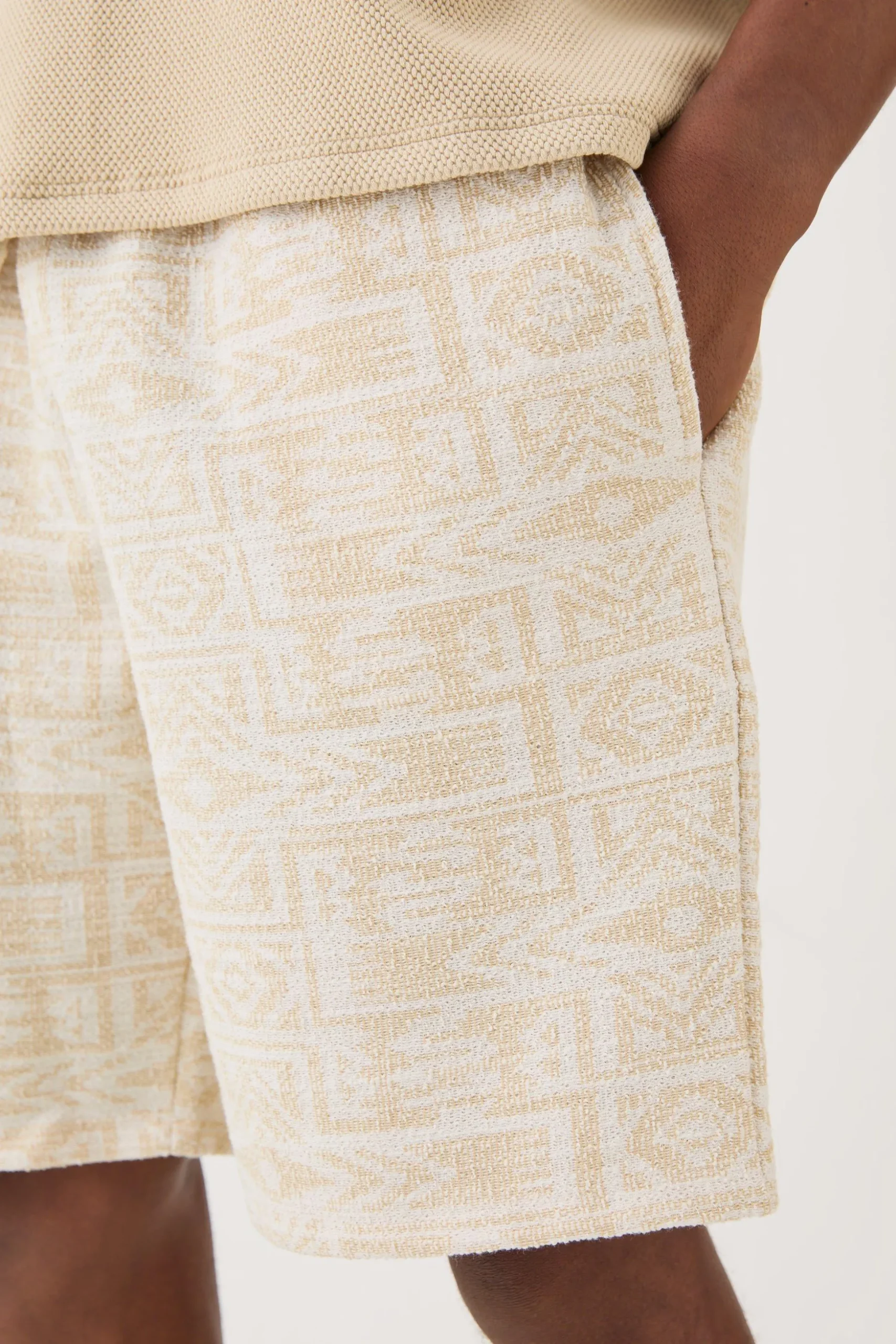 Relaxed Fit Mid Length Jacquard Short | BoohooMAN UK