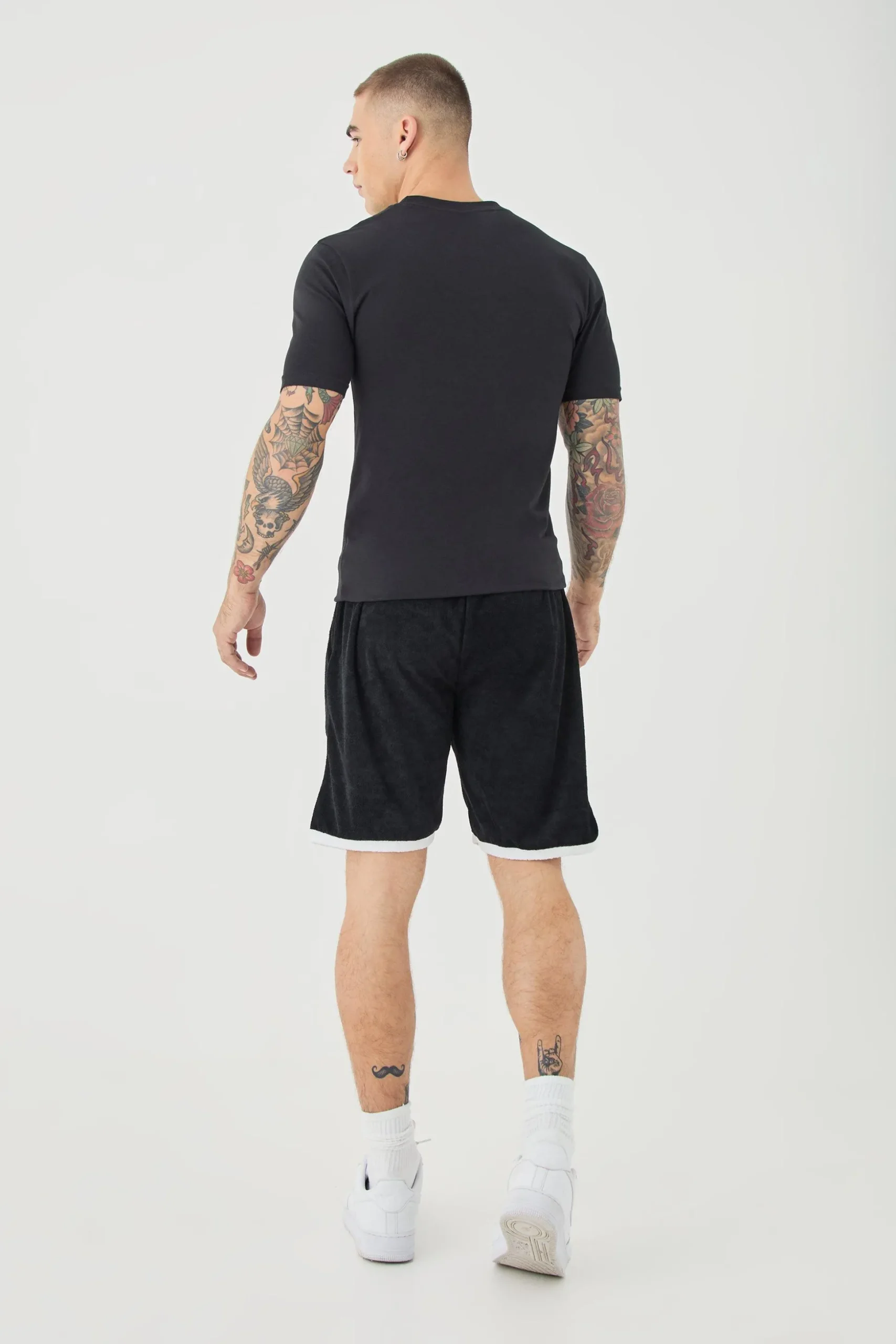 Relaxed Fit Mid Length Layered Towelling Shorts | BoohooMAN UK