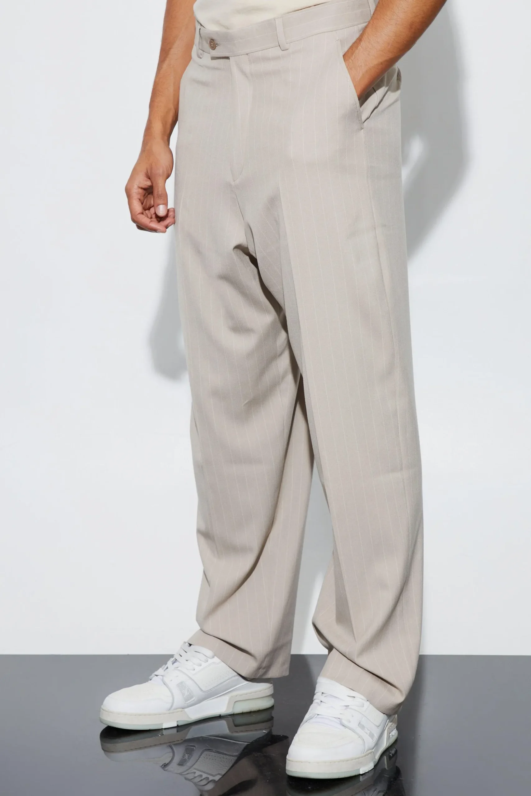 Relaxed Fit Pinstripe Suit Trousers | BoohooMAN UK