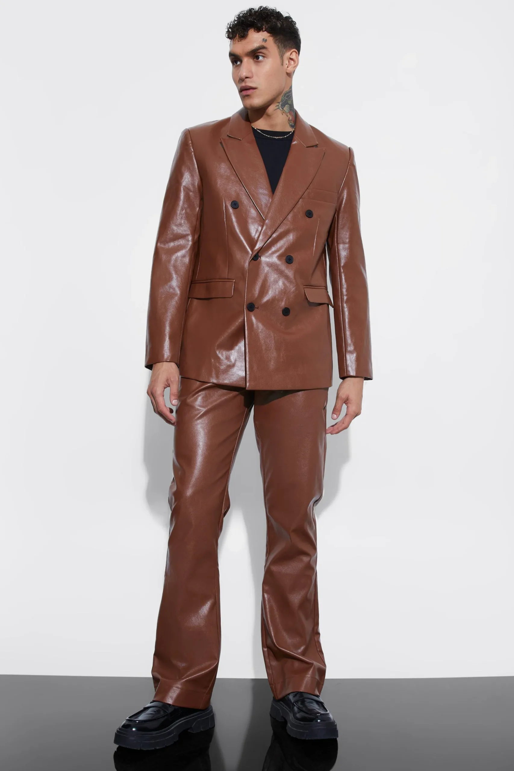 Relaxed Fit PU Suit | BoohooMAN UK