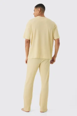 Relaxed Fit Waffle Jersey Bottoms | BoohooMAN UK