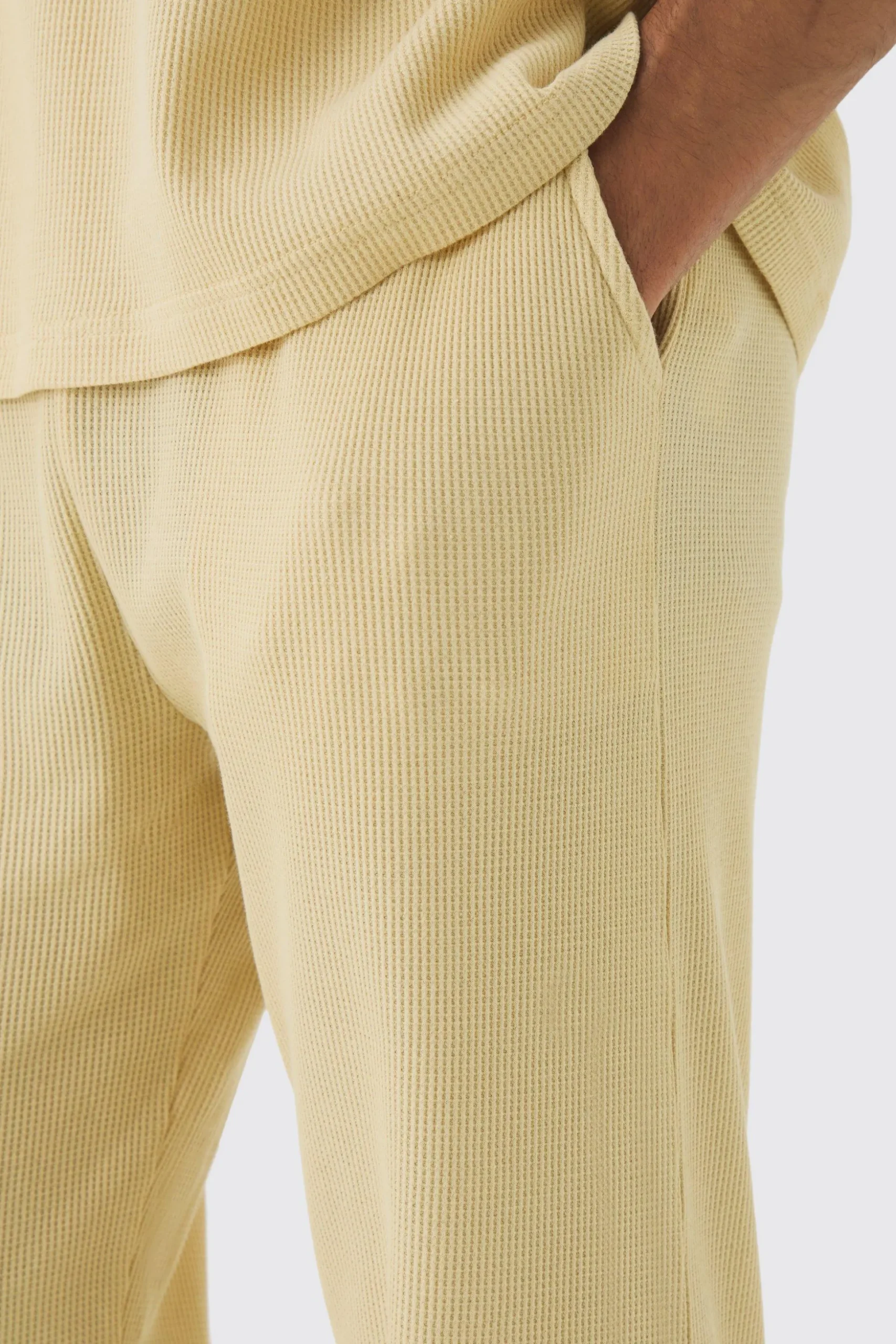 Relaxed Fit Waffle Jersey Bottoms | BoohooMAN UK