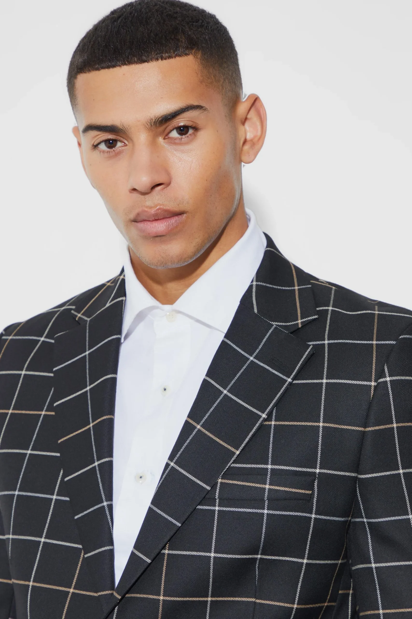 Relaxed Fit Windowpane Check Blazer | BoohooMAN UK