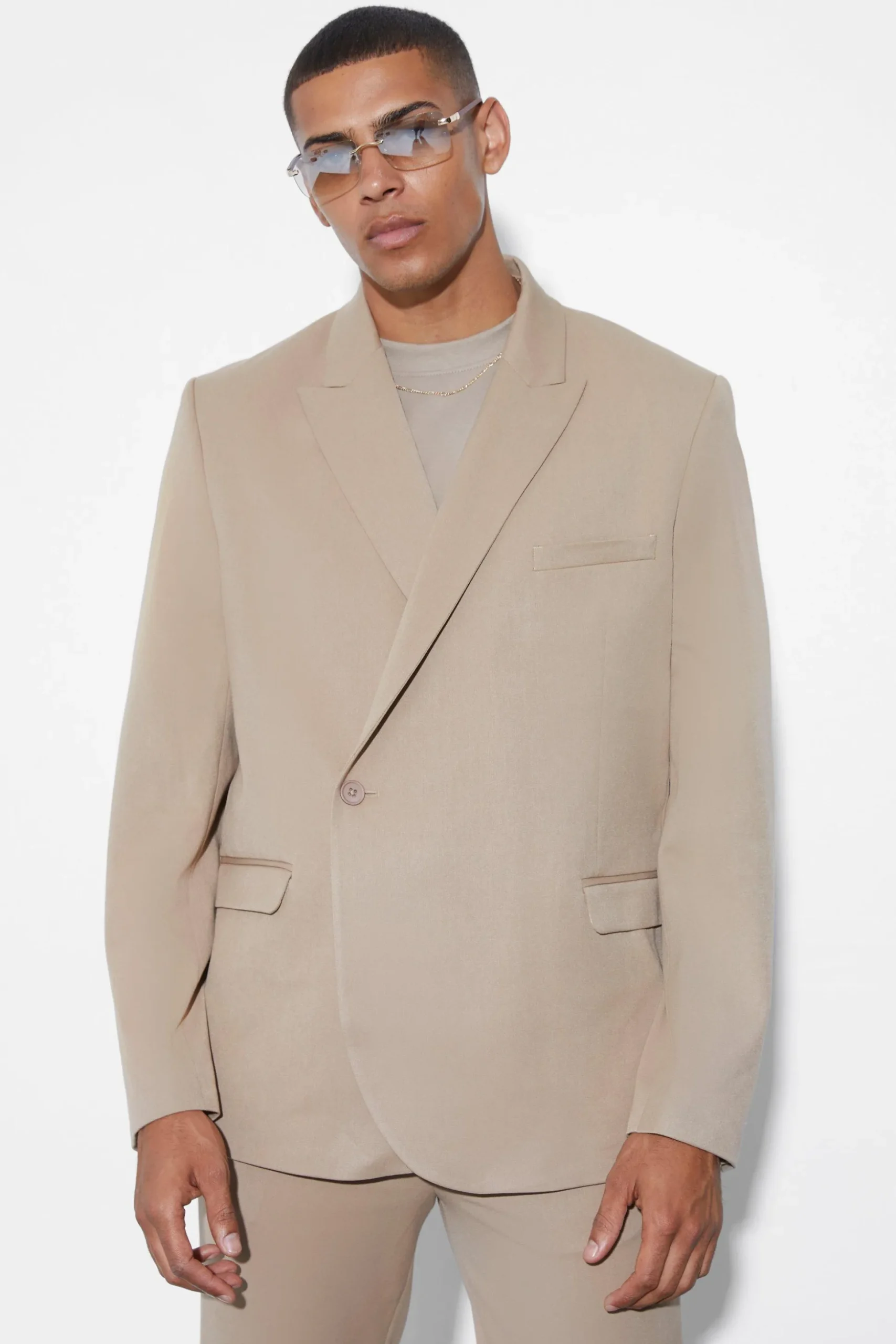 Relaxed Fit Wrap Suit Jacket | BoohooMAN UK