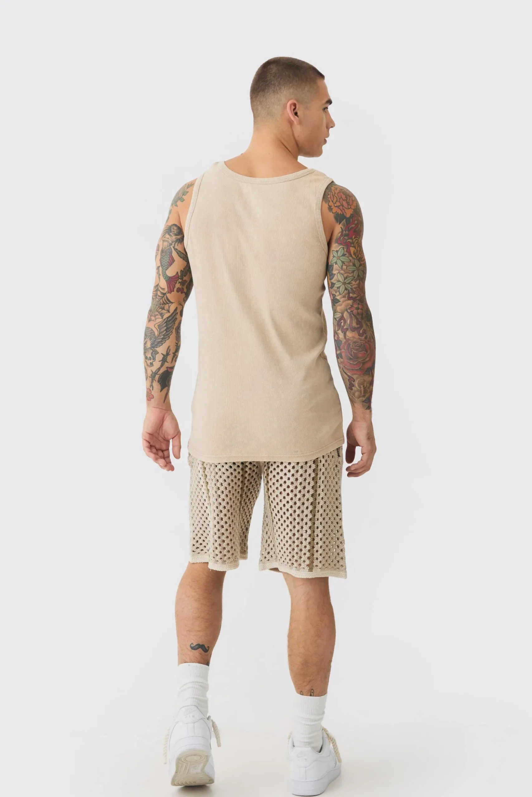 Relaxed Open Stitch Stripe Knitted Shorts | BoohooMAN UK