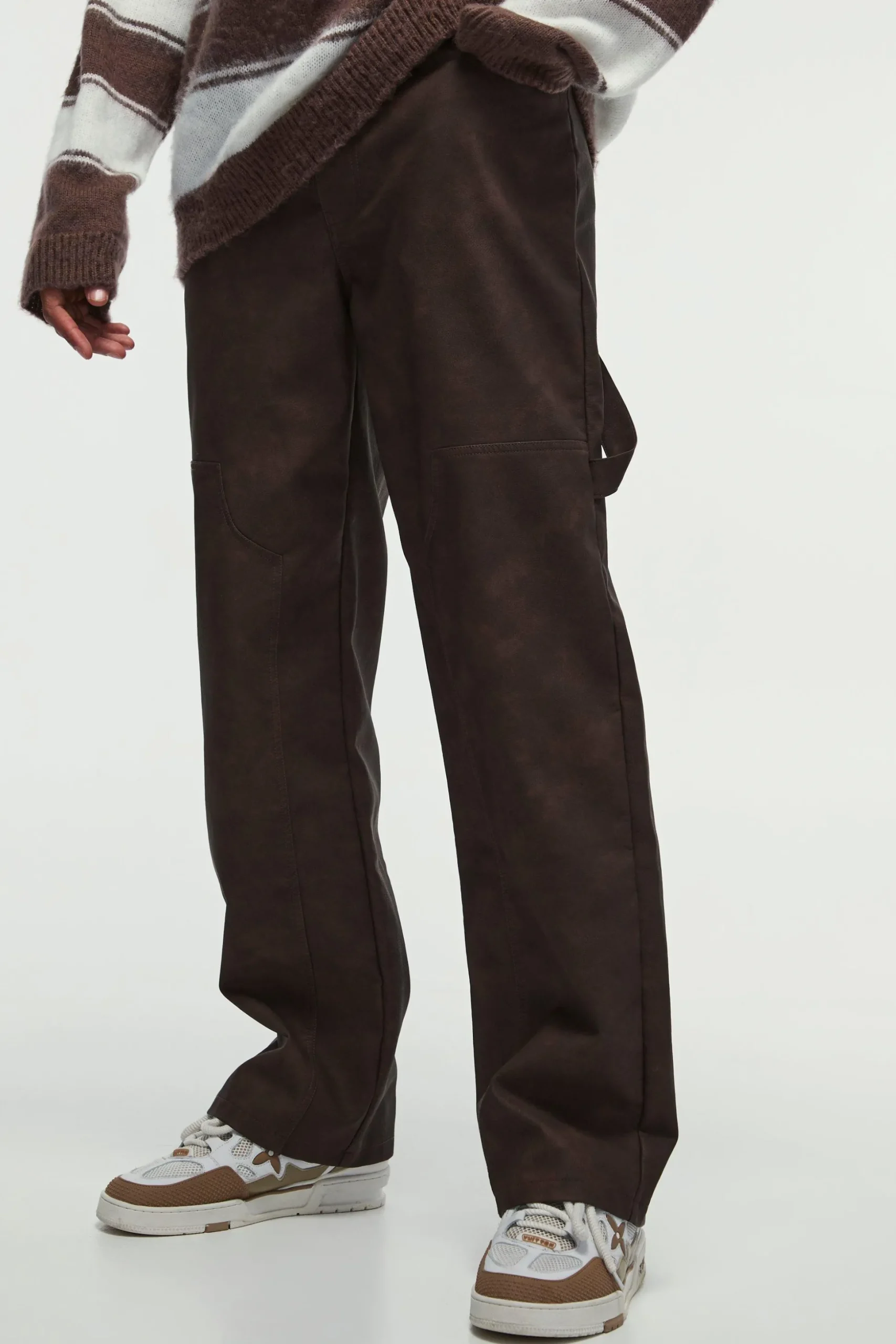 Relaxed Pu Carpenter Trousers | BoohooMAN UK