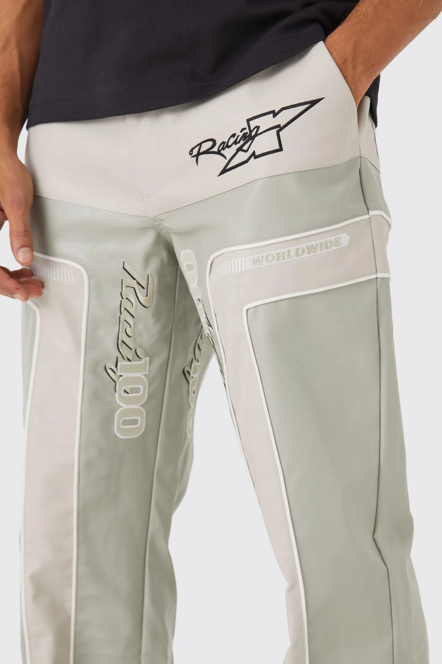 Relaxed Pu Moto Trouser | BoohooMAN UK