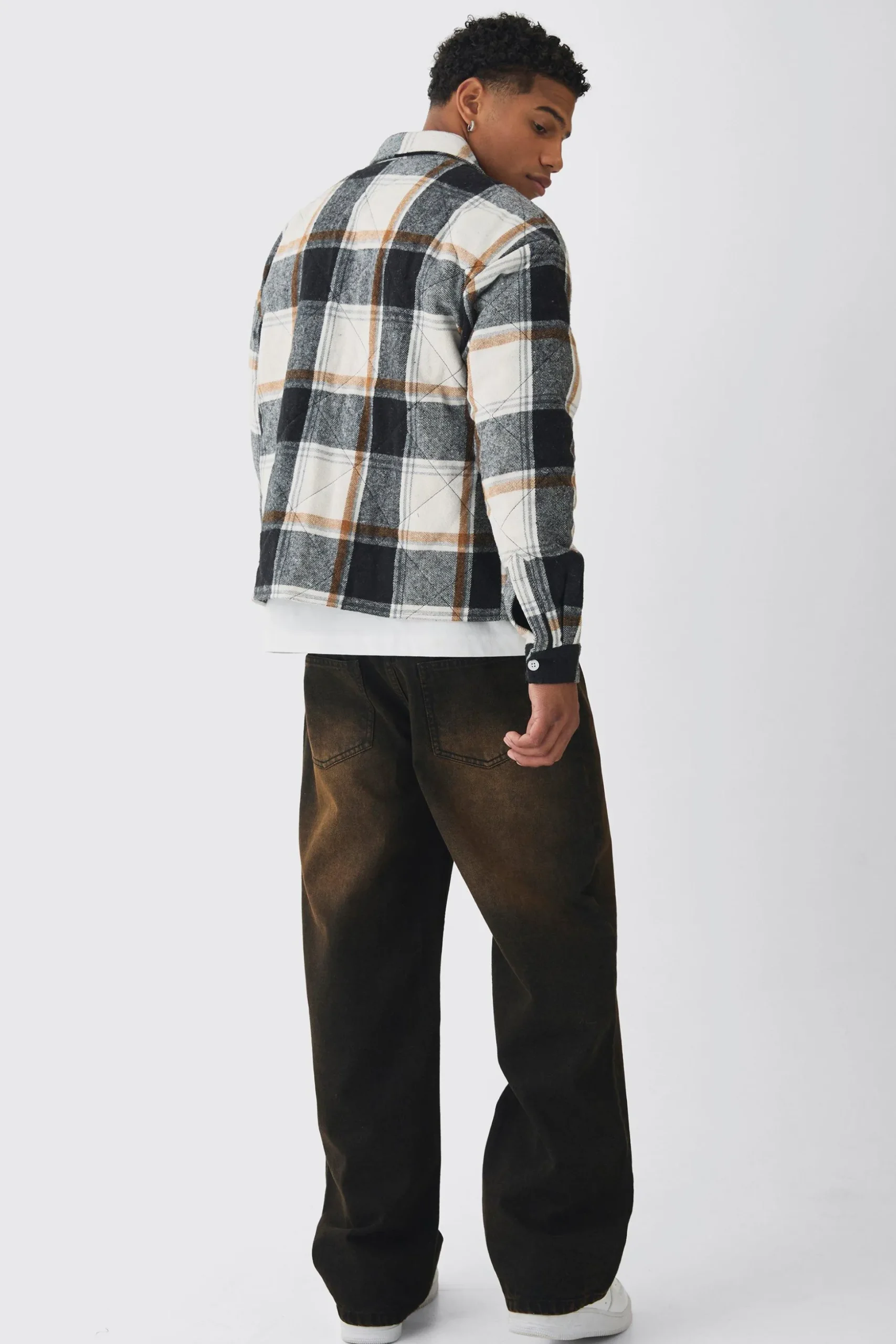 Relaxed Rigid Brown Washed Jeans | BoohooMAN UK