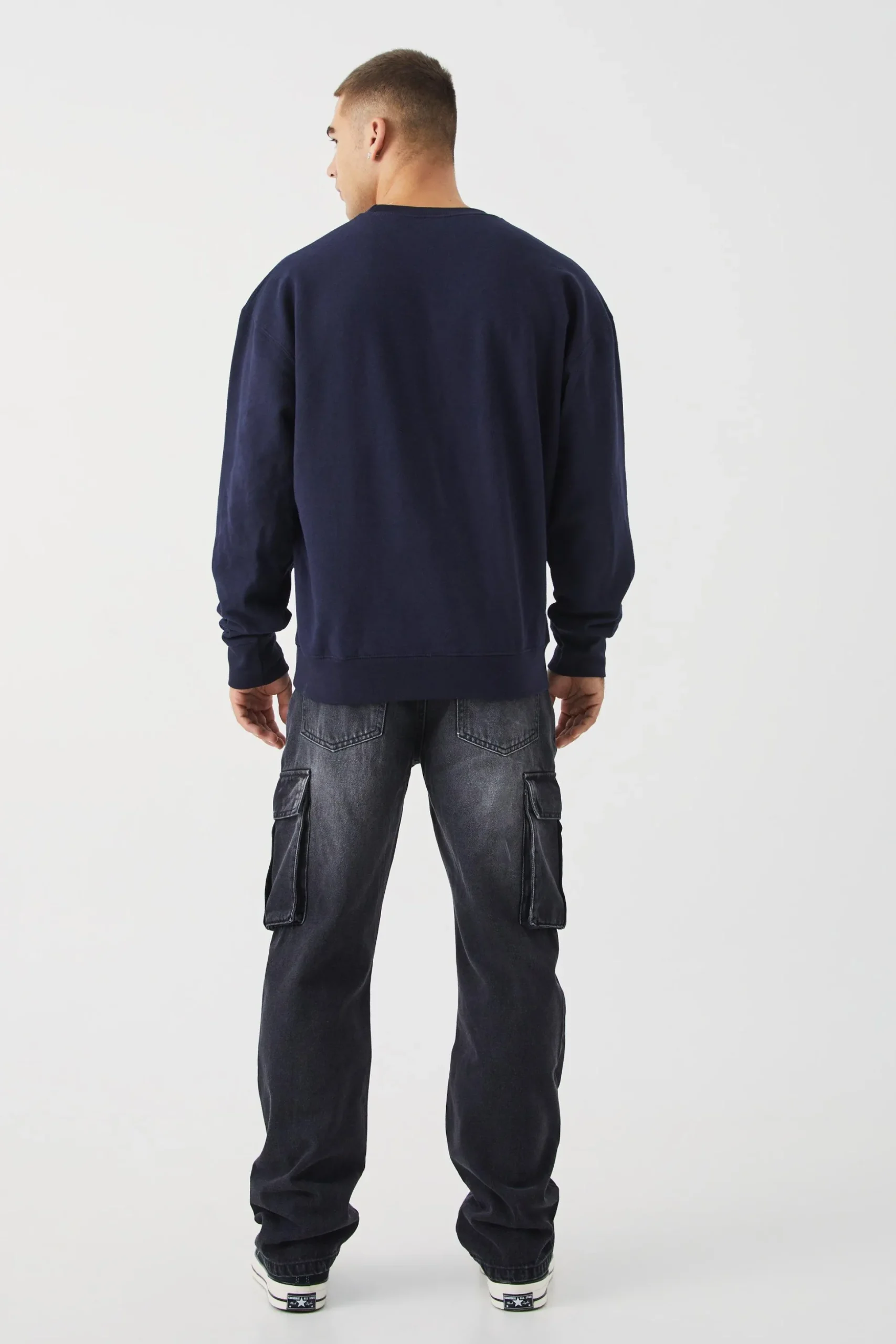 Relaxed Rigid Cargo Jeans | BoohooMAN UK