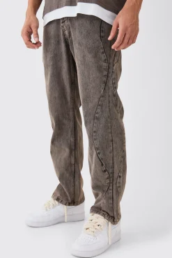 Relaxed Rigid Curved Side Seam Overdyed Jeans | BoohooMAN UK