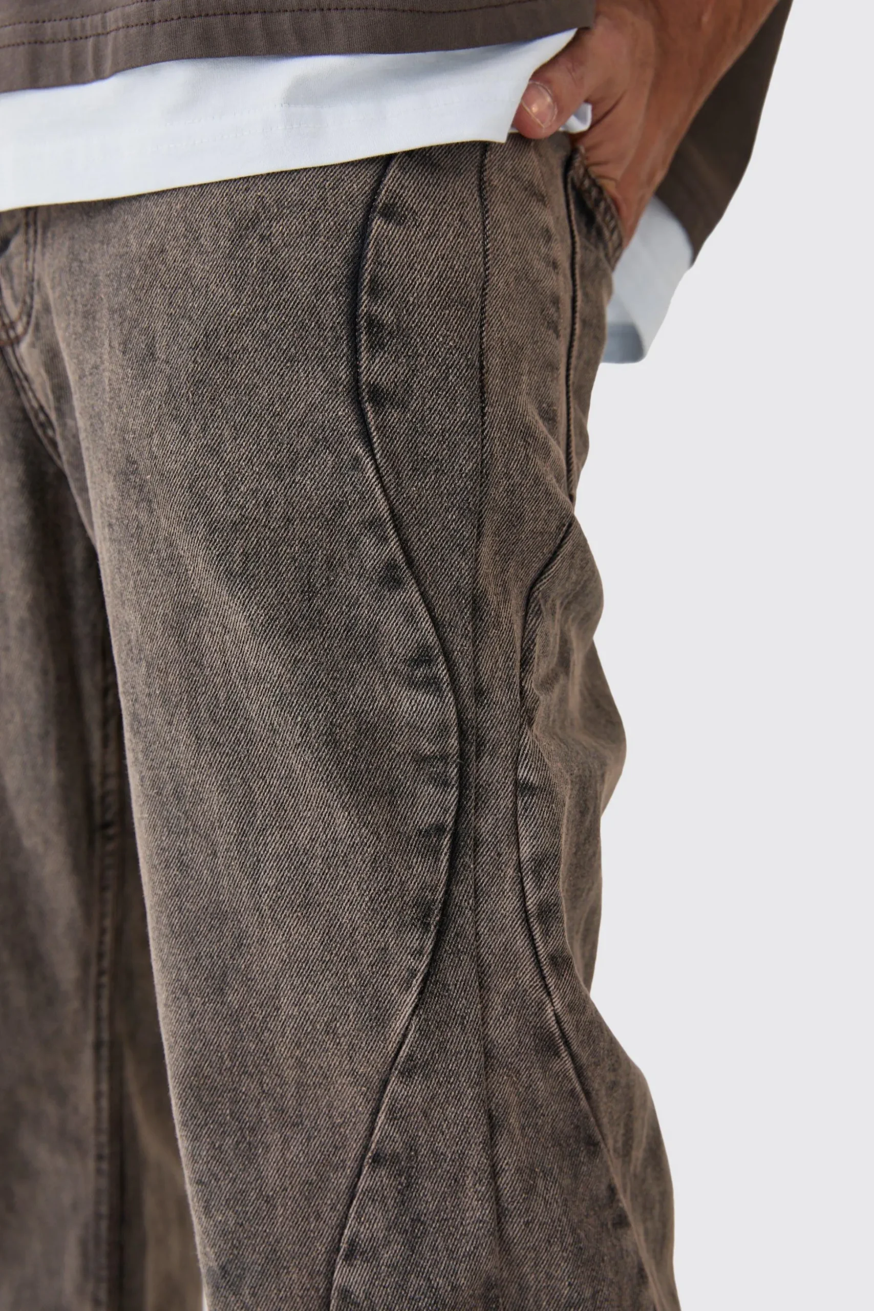 Relaxed Rigid Curved Side Seam Overdyed Jeans | BoohooMAN UK