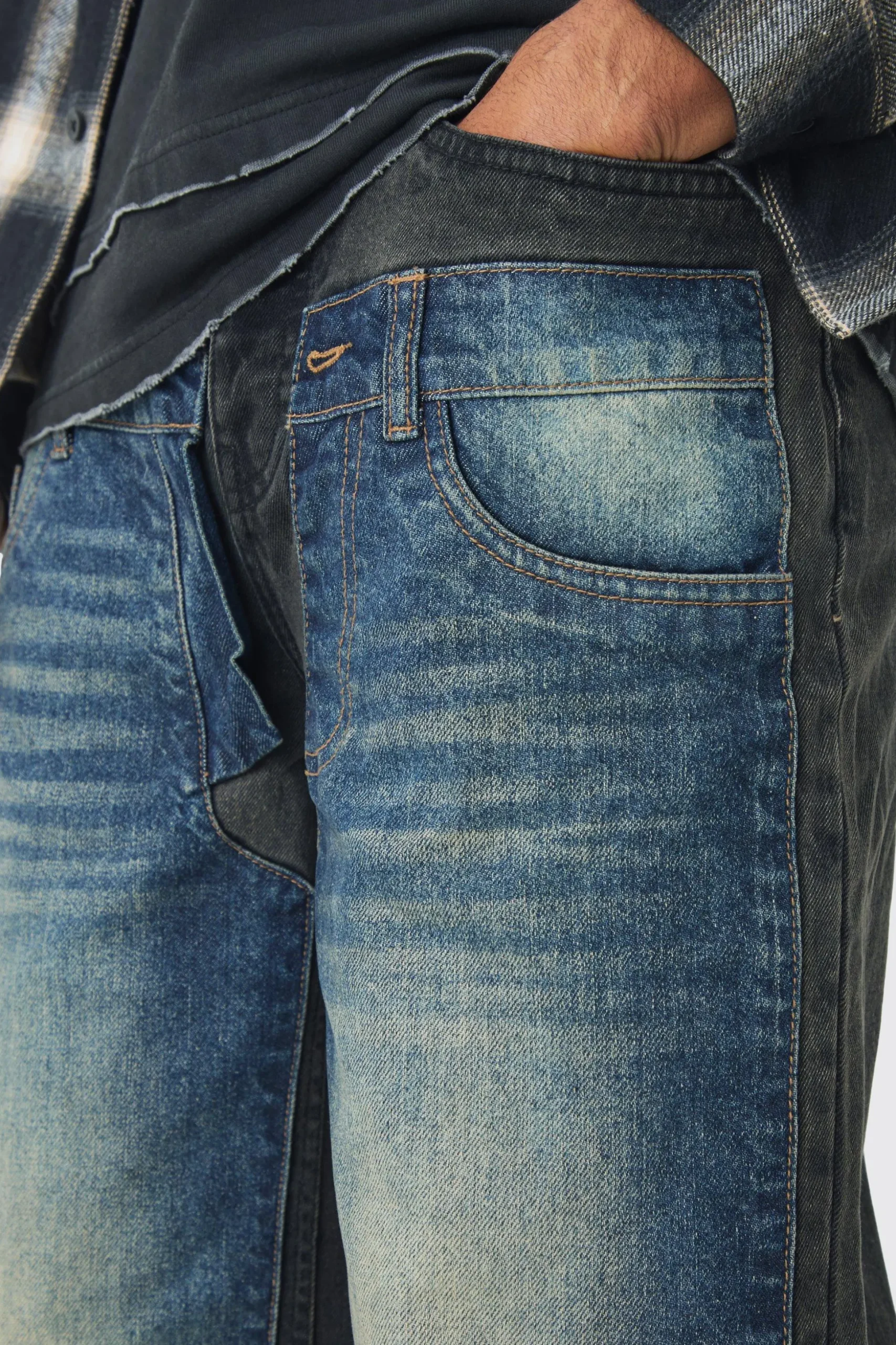Relaxed Rigid Double Waistband Denim Jeans | BoohooMAN UK