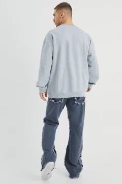 Relaxed Rigid Flare Offcl Panel Jeans | BoohooMAN UK