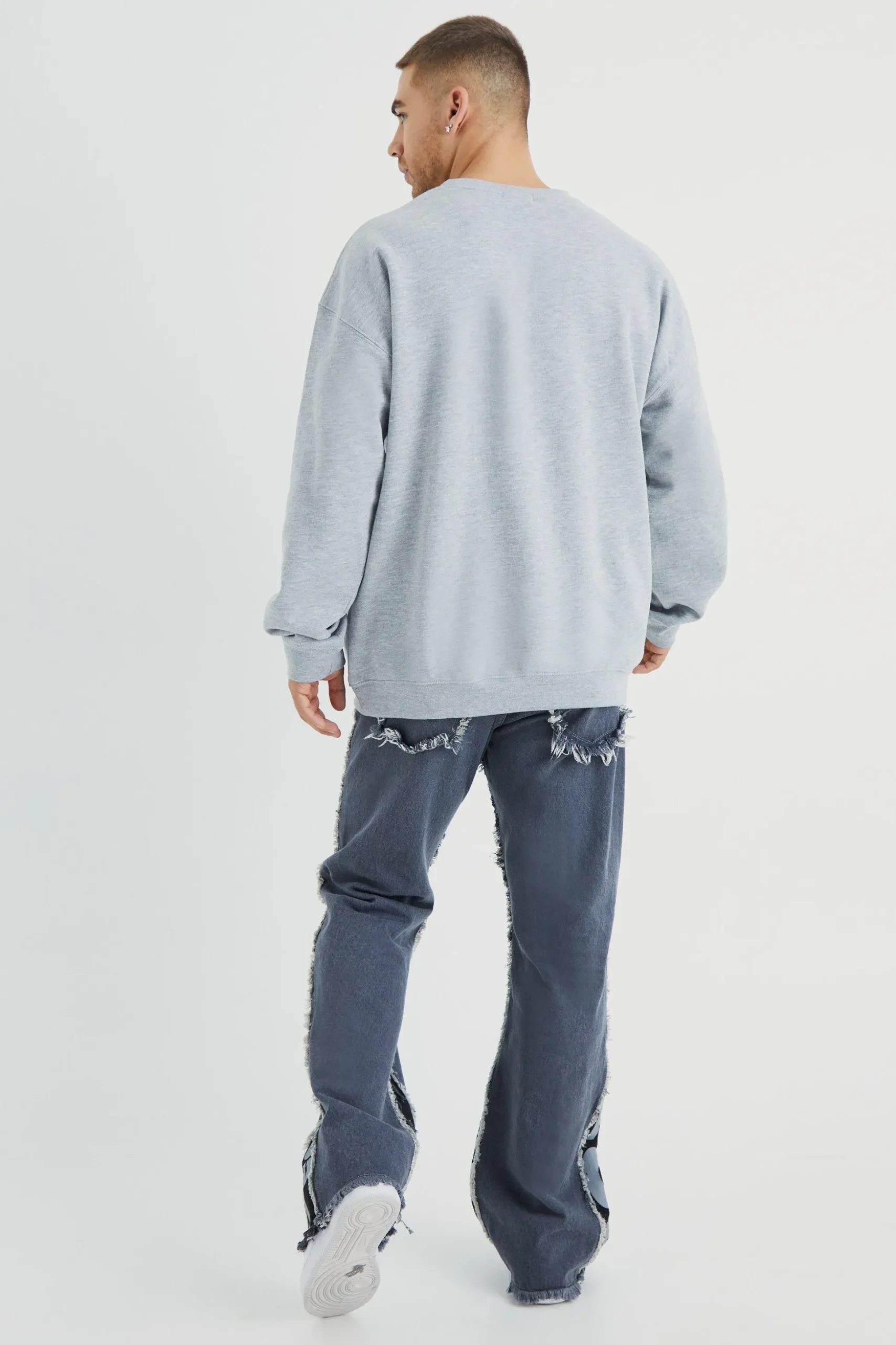 Relaxed Rigid Flare Offcl Panel Jeans | BoohooMAN UK