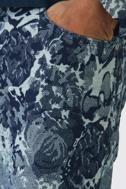 Relaxed Rigid Floral Jacquard Jeans | BoohooMAN UK