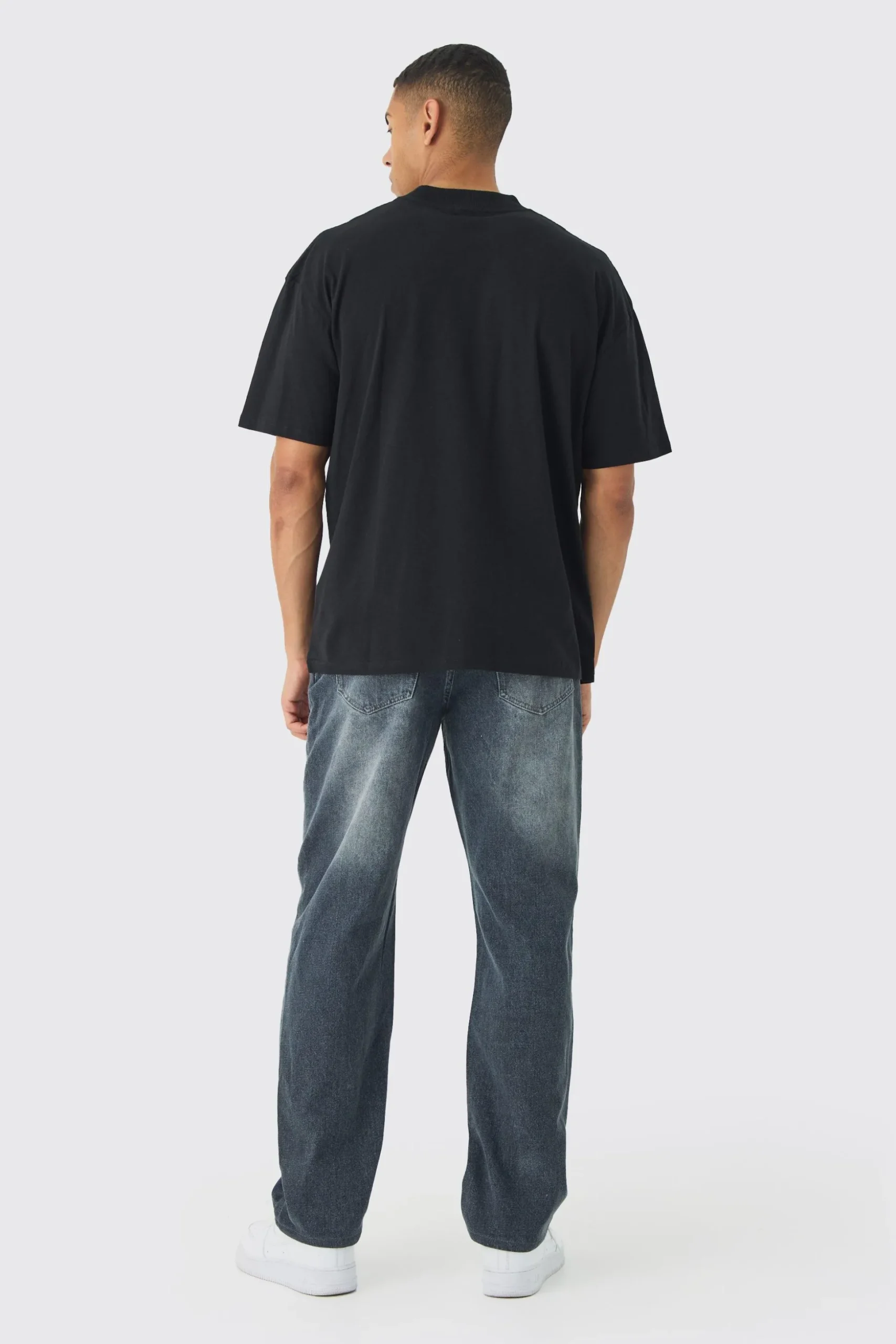Relaxed Rigid Jean In Mid Grey | BoohooMAN UK