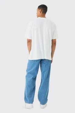Relaxed Rigid Paint Splatter Denim Jeans | BoohooMAN UK