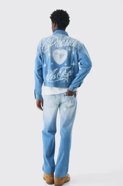Relaxed Rigid Pride Printed Jeans | BoohooMAN UK