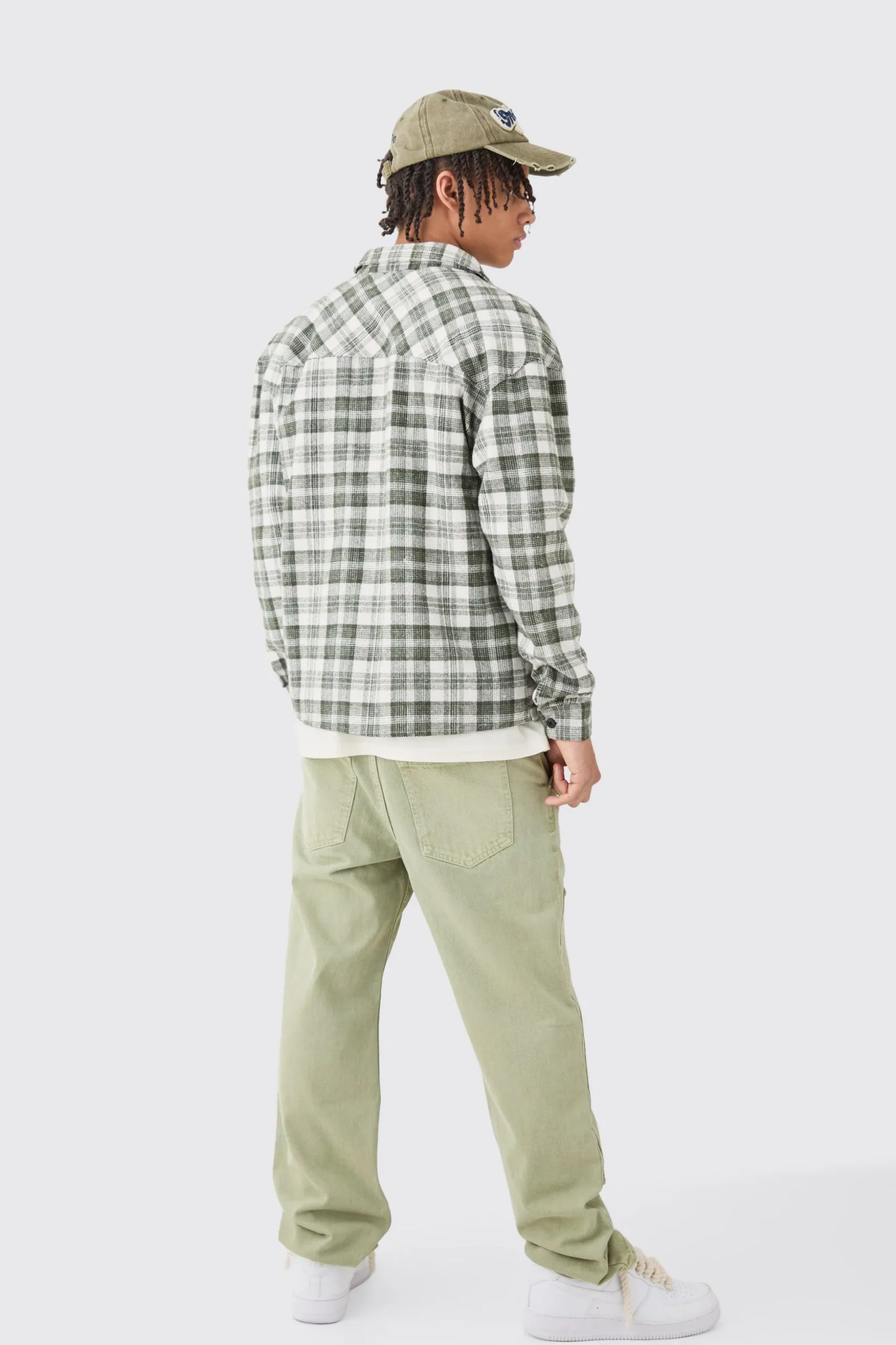Relaxed Rigid Top Stitch Detail Overdyed Carpenter Jean | BoohooMAN UK