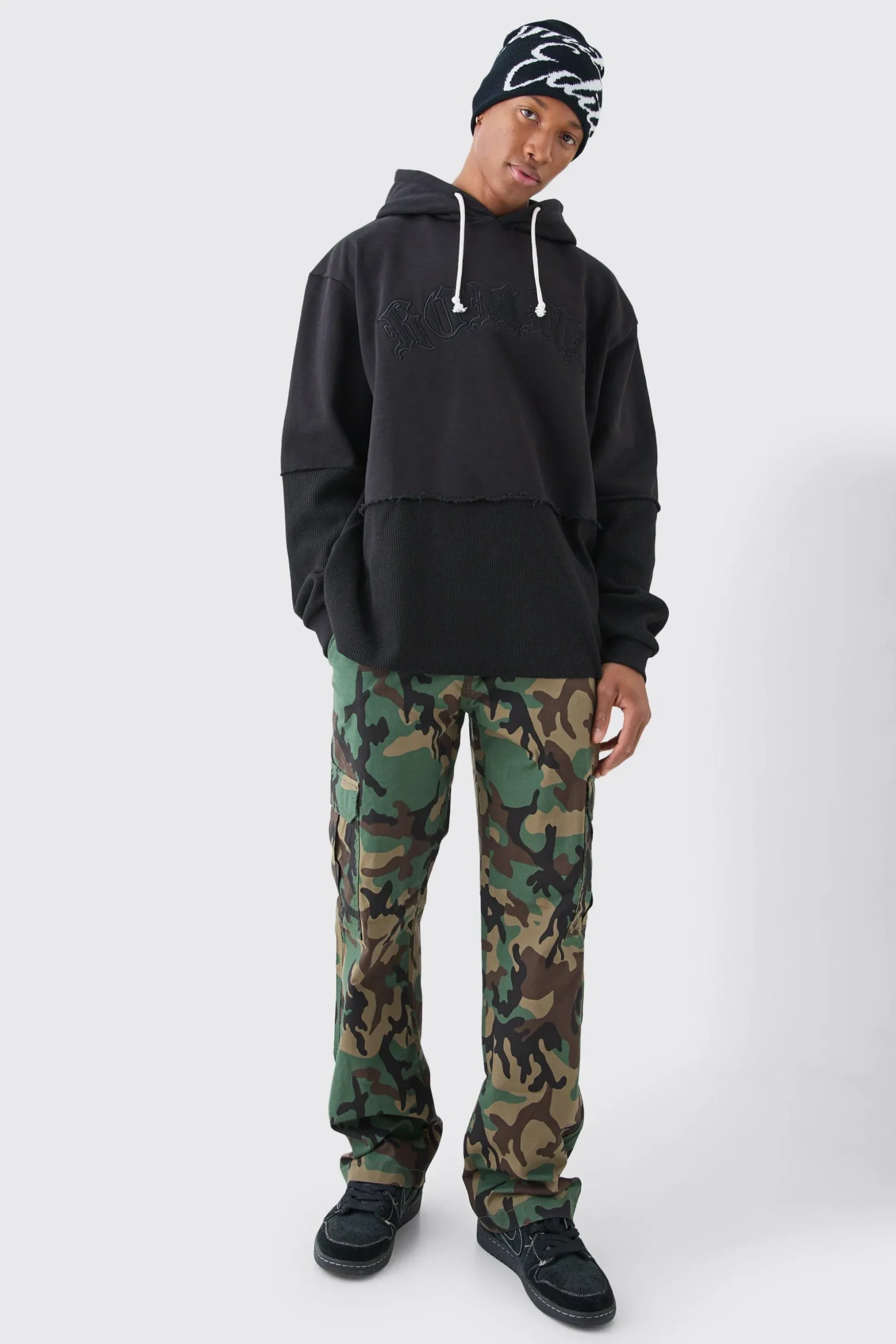 Relaxed Ripstop Camo Cargo Trouser | BoohooMAN UK