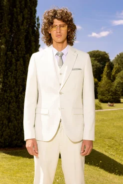 Relaxed Single Breasted Linen Suit Jacket | BoohooMAN UK