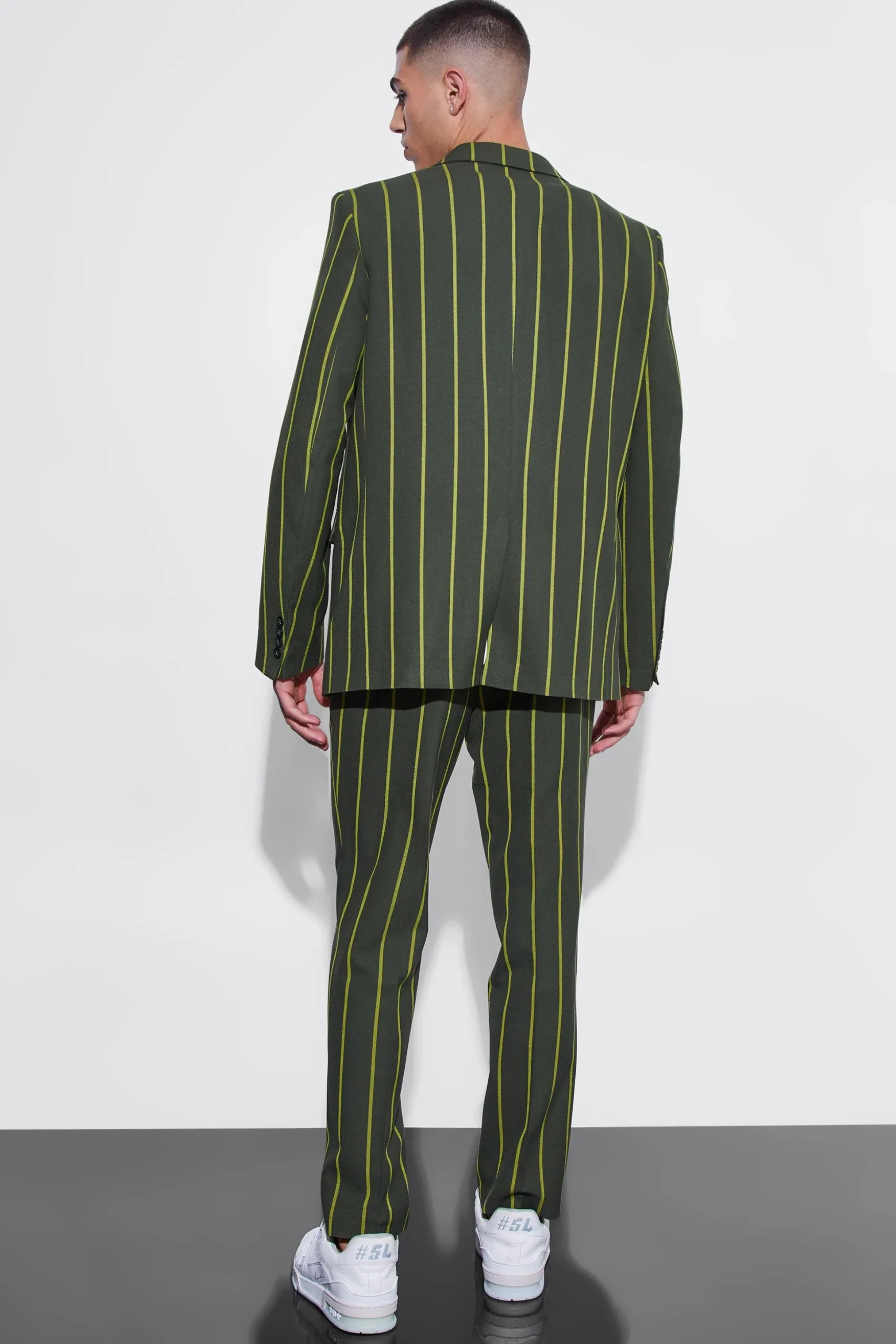 Relaxed Single Breasted Wide Stripe Suit Jacket | BoohooMAN UK