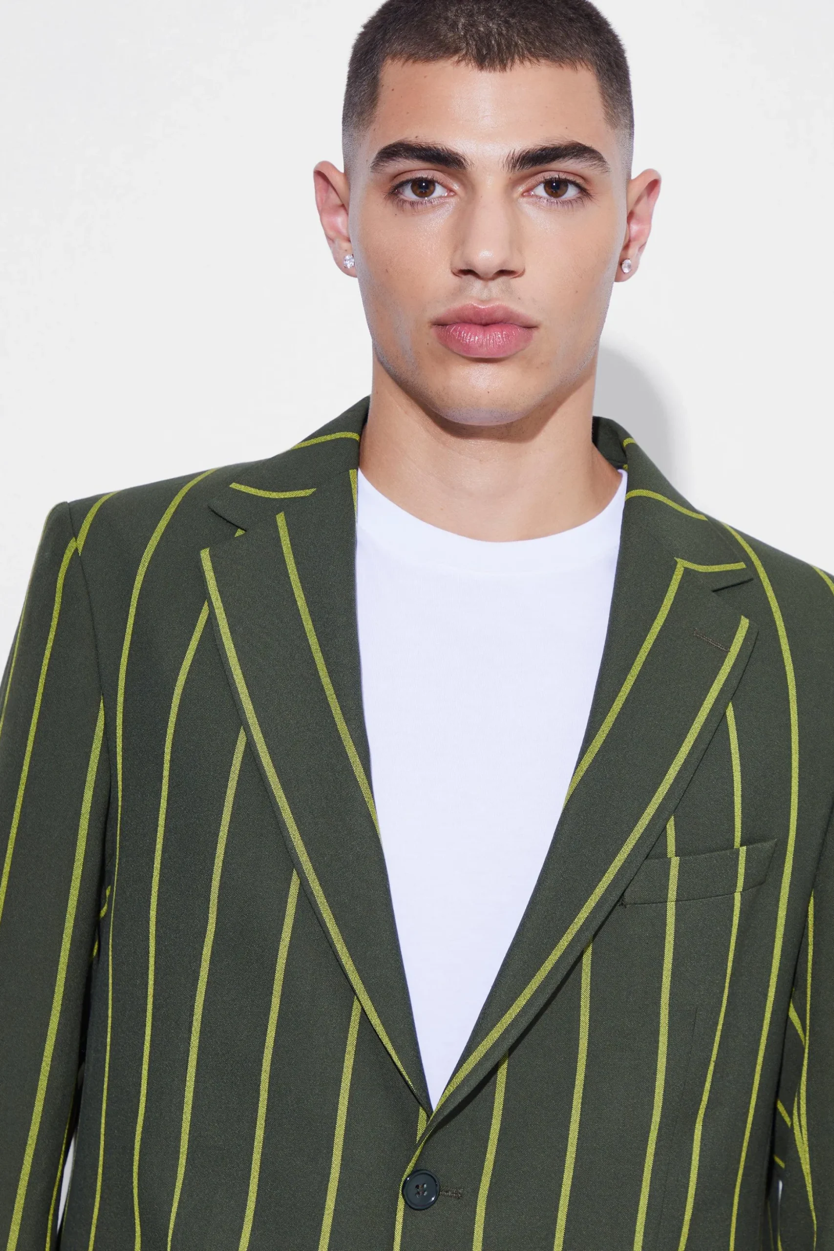 Relaxed Single Breasted Wide Stripe Suit Jacket | BoohooMAN UK
