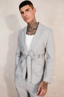 Relaxed Tie Front Cargo Pocket Suit Jacket | BoohooMAN UK