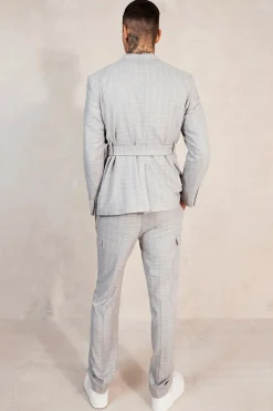 Relaxed Tie Front Cargo Pocket Suit Jacket | BoohooMAN UK