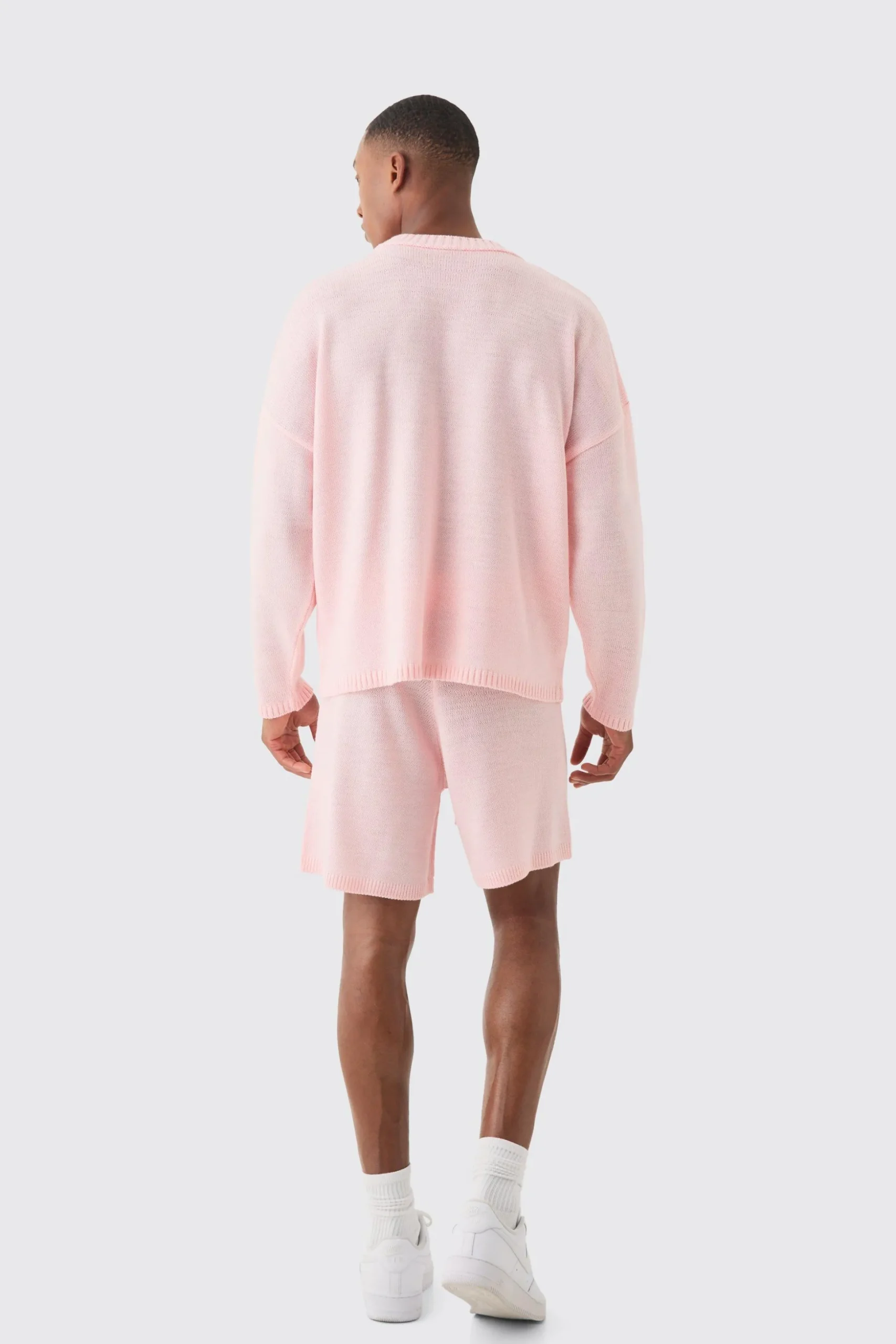 Relaxed Varsity Jacquard Knit Short | BoohooMAN UK