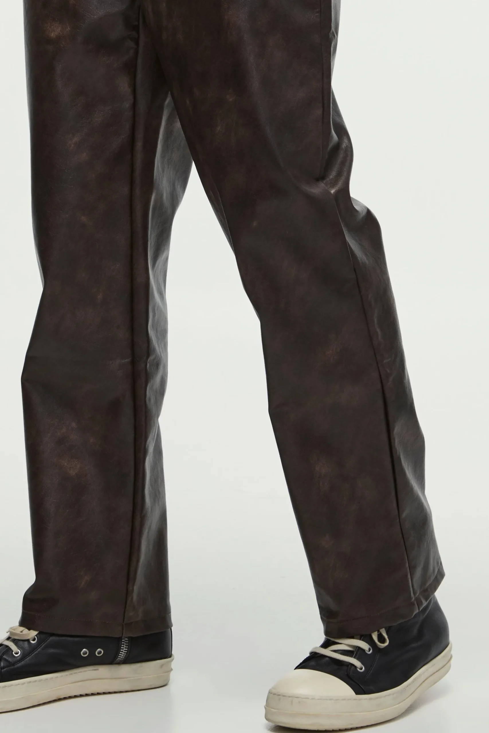 Relaxed Washed Pu Trousers | BoohooMAN UK