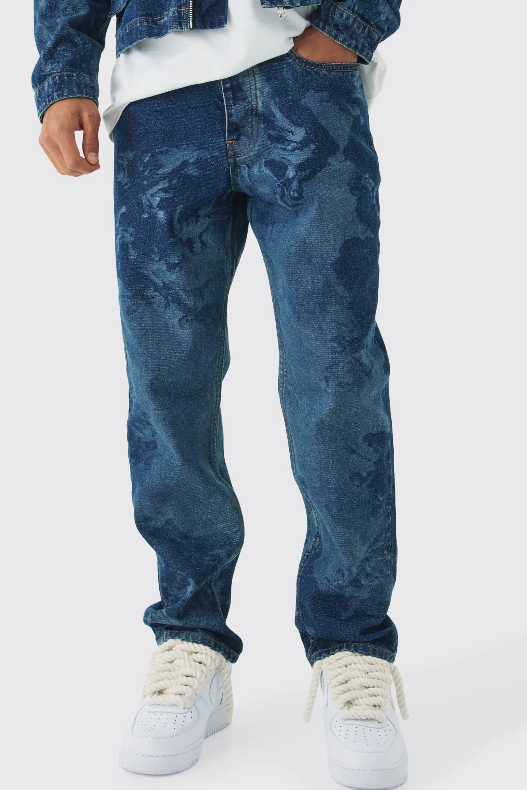 Renaissance Laser Print Denim Set | BoohooMAN UK