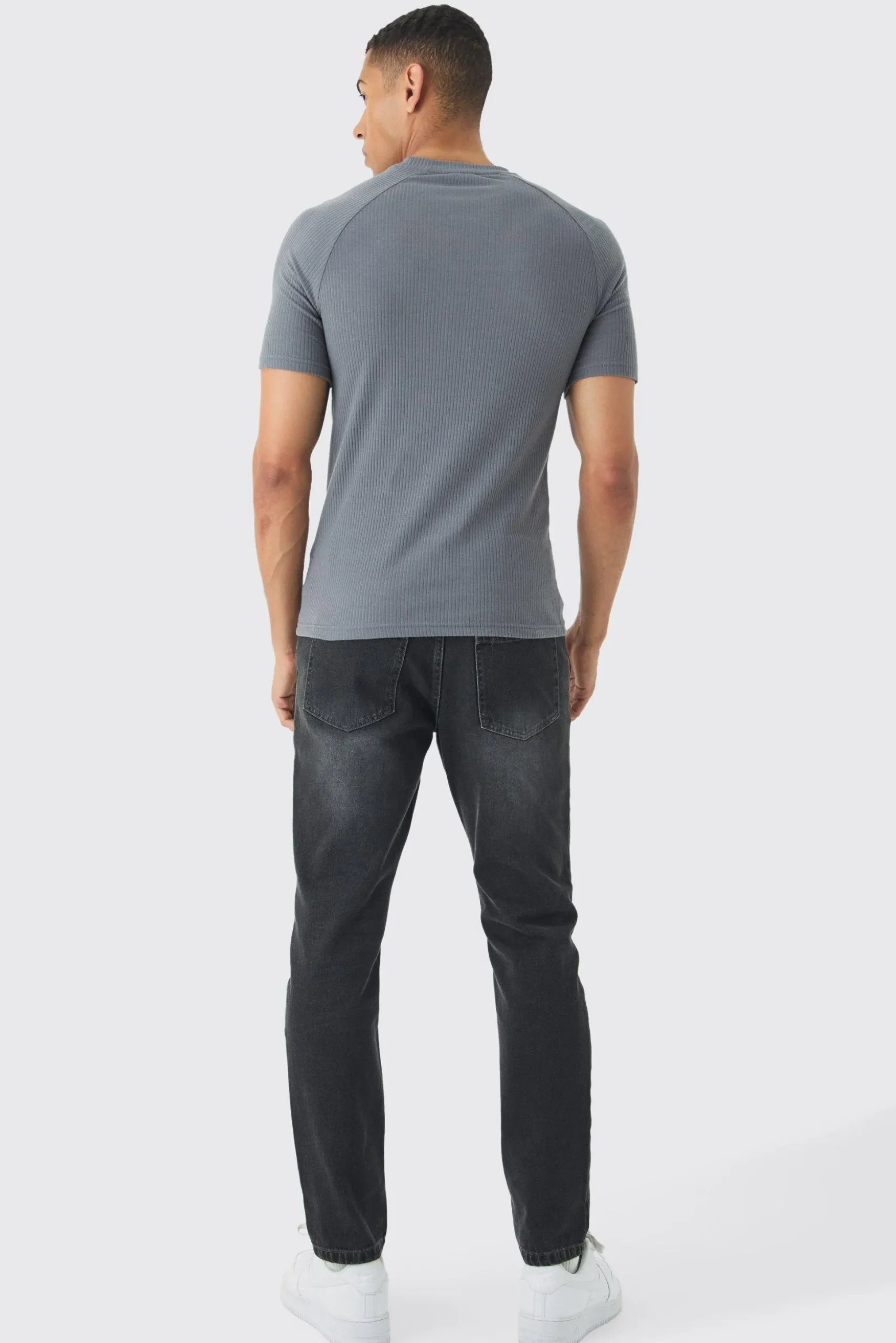 Rib Athlete Raglan T-shirt | BoohooMAN UK