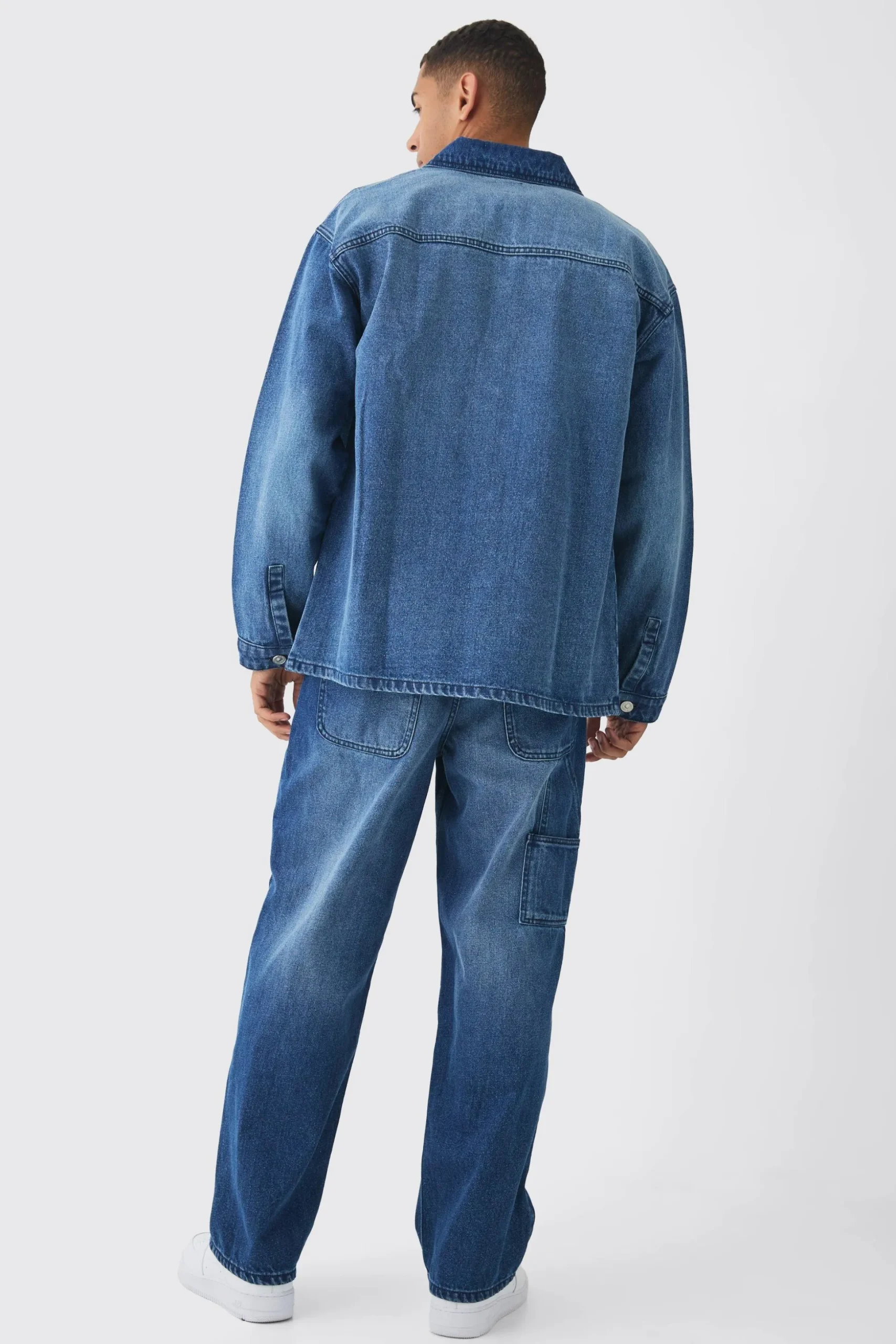 Rigid Baggy Carpenter Dyed Jeans | BoohooMAN UK
