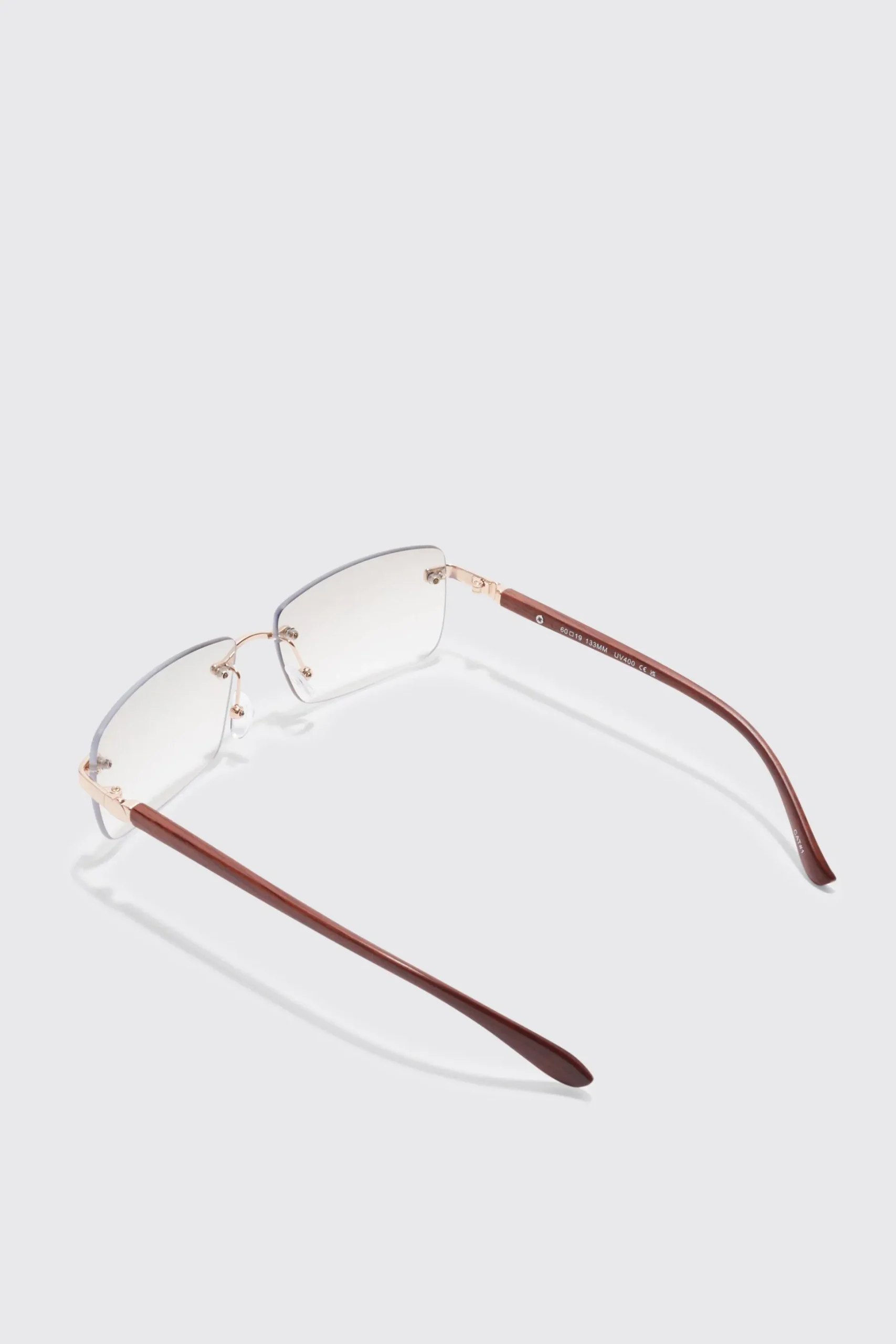 Rimless Rectangle Lens Sunglasses | BoohooMAN UK
