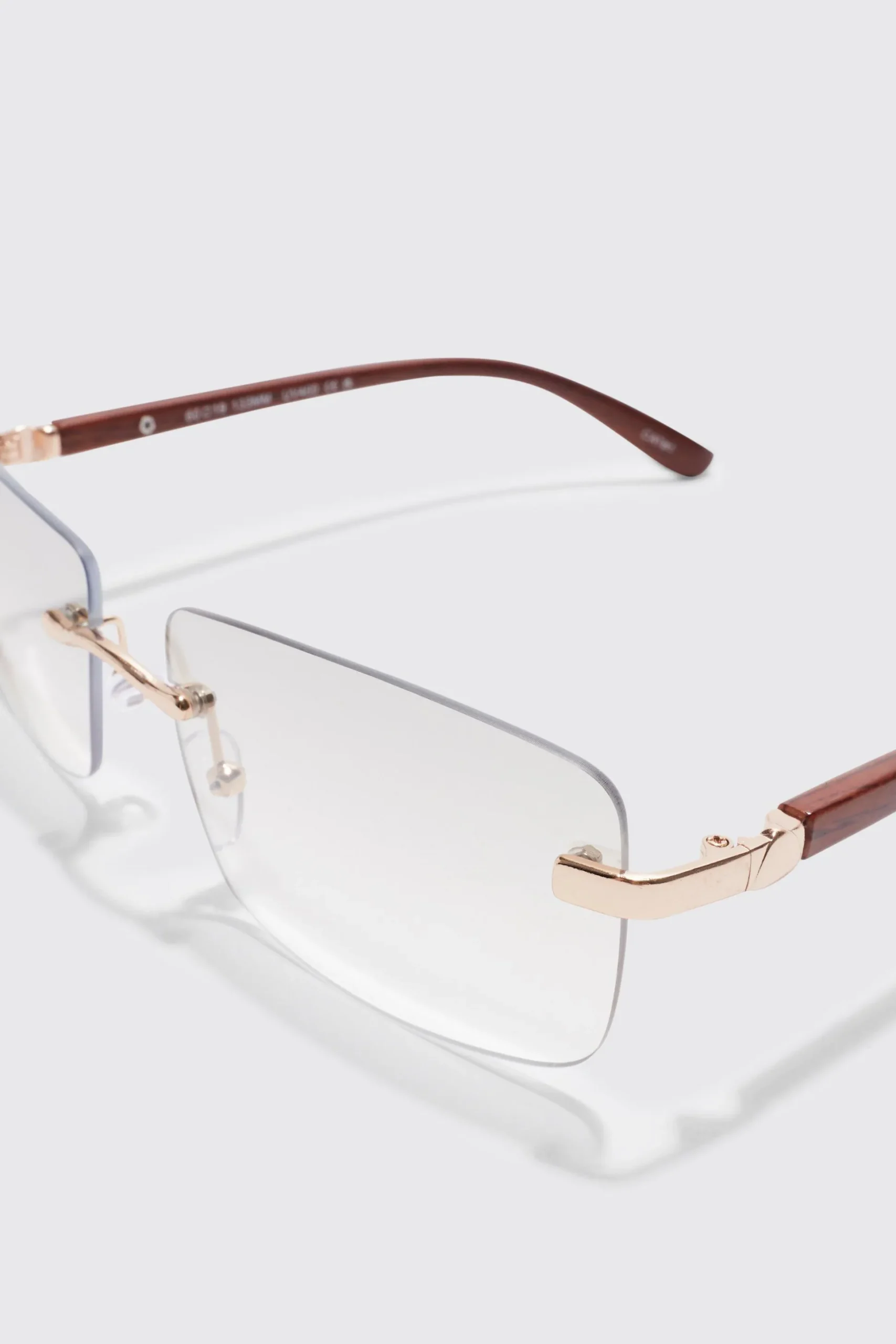 Rimless Rectangle Lens Sunglasses | BoohooMAN UK