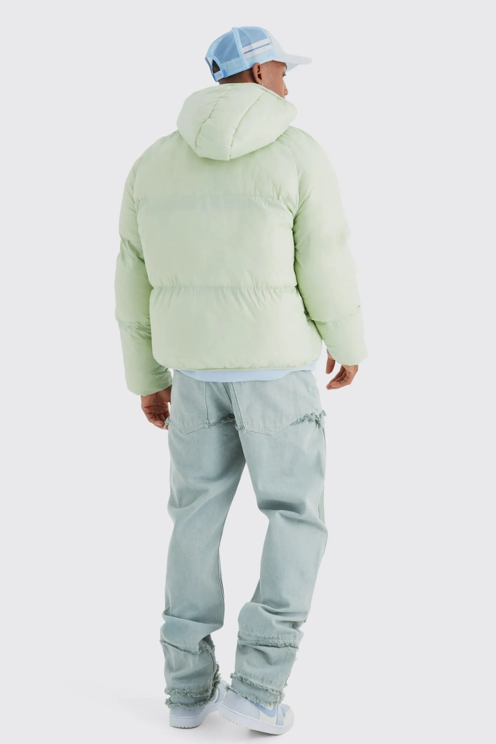 Sheen Quilted Nylon Puffer With Hood | BoohooMAN UK