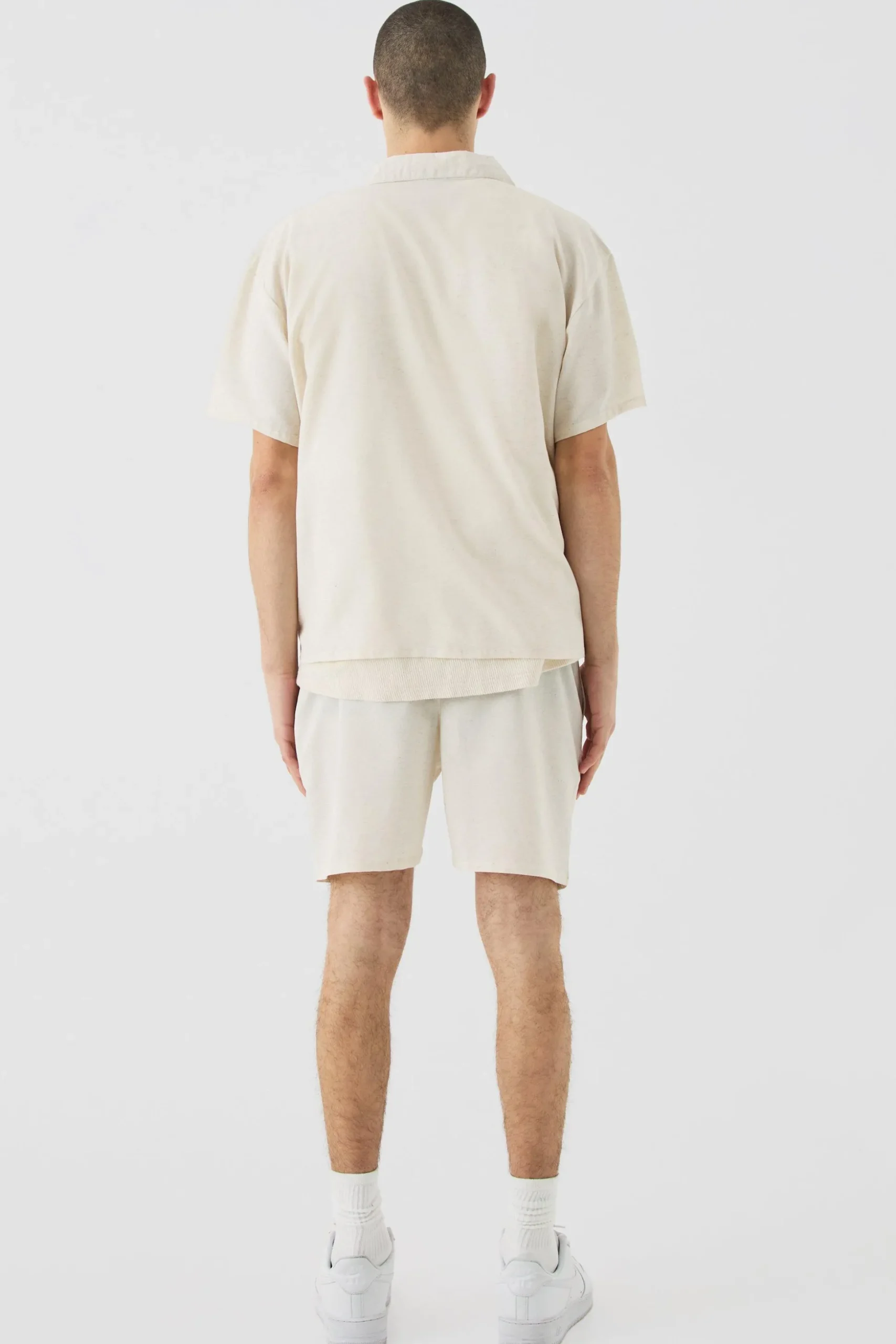 Short Sleeve Boxy Linen Shirt & Short | BoohooMAN UK