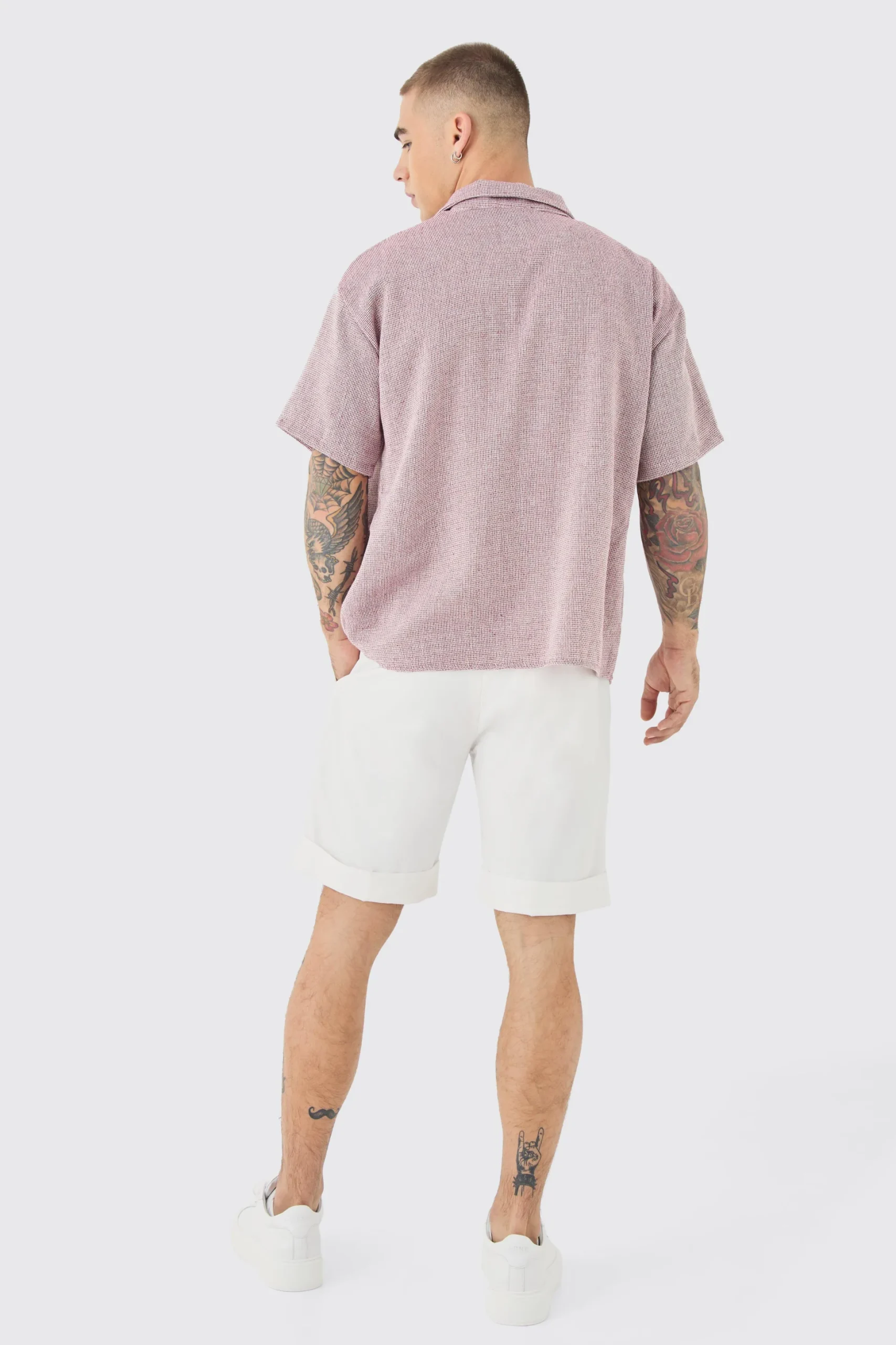 Short Sleeve Boxy Textured Shirt | BoohooMAN UK