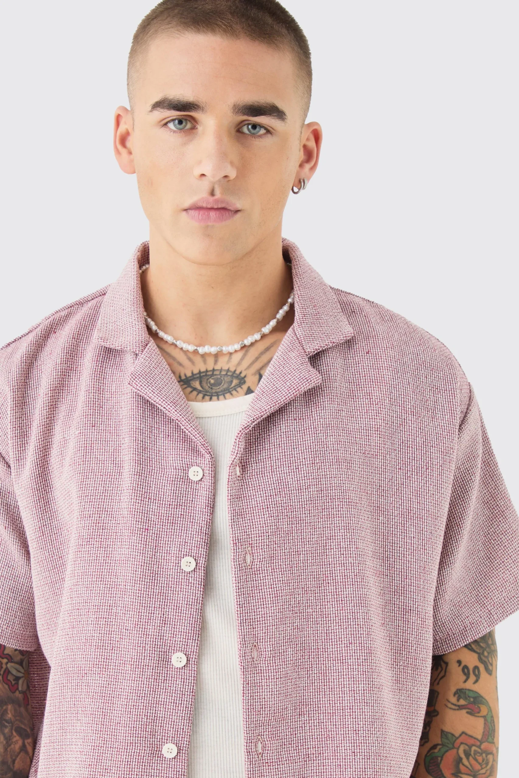Short Sleeve Boxy Textured Shirt | BoohooMAN UK
