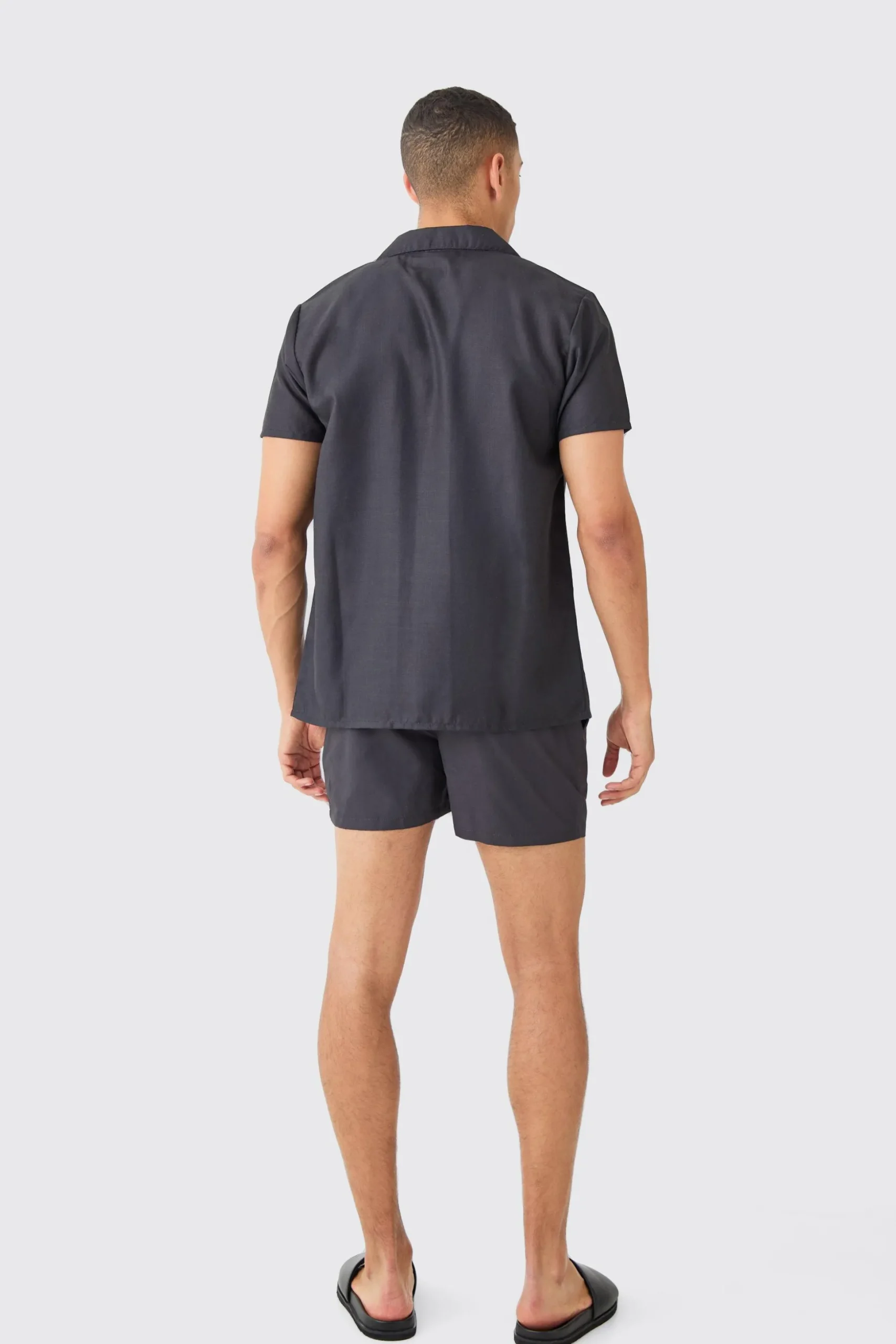 Short Sleeve Cross Shirt & Swim Set | BoohooMAN UK