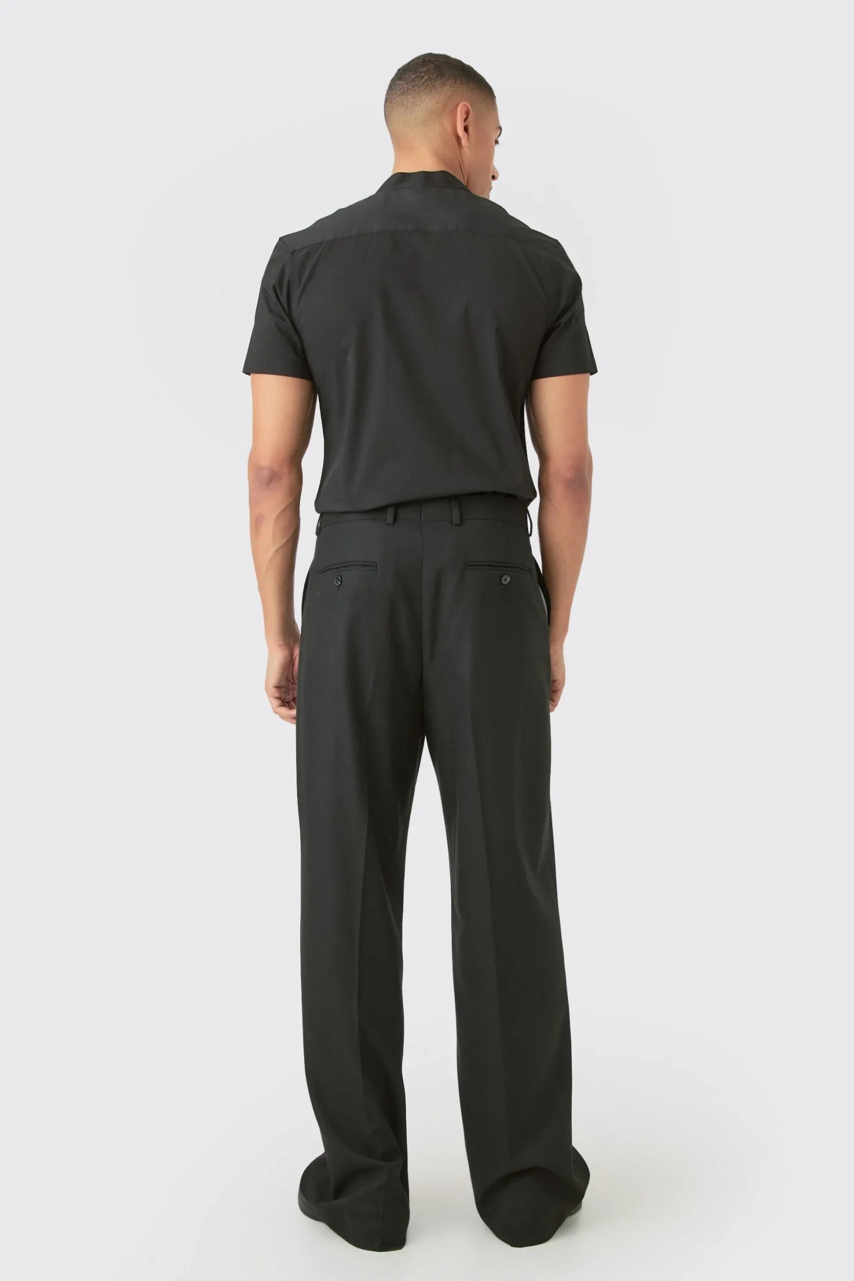 Short Sleeve Grandad Collar Slim Fit Shirt | BoohooMAN UK