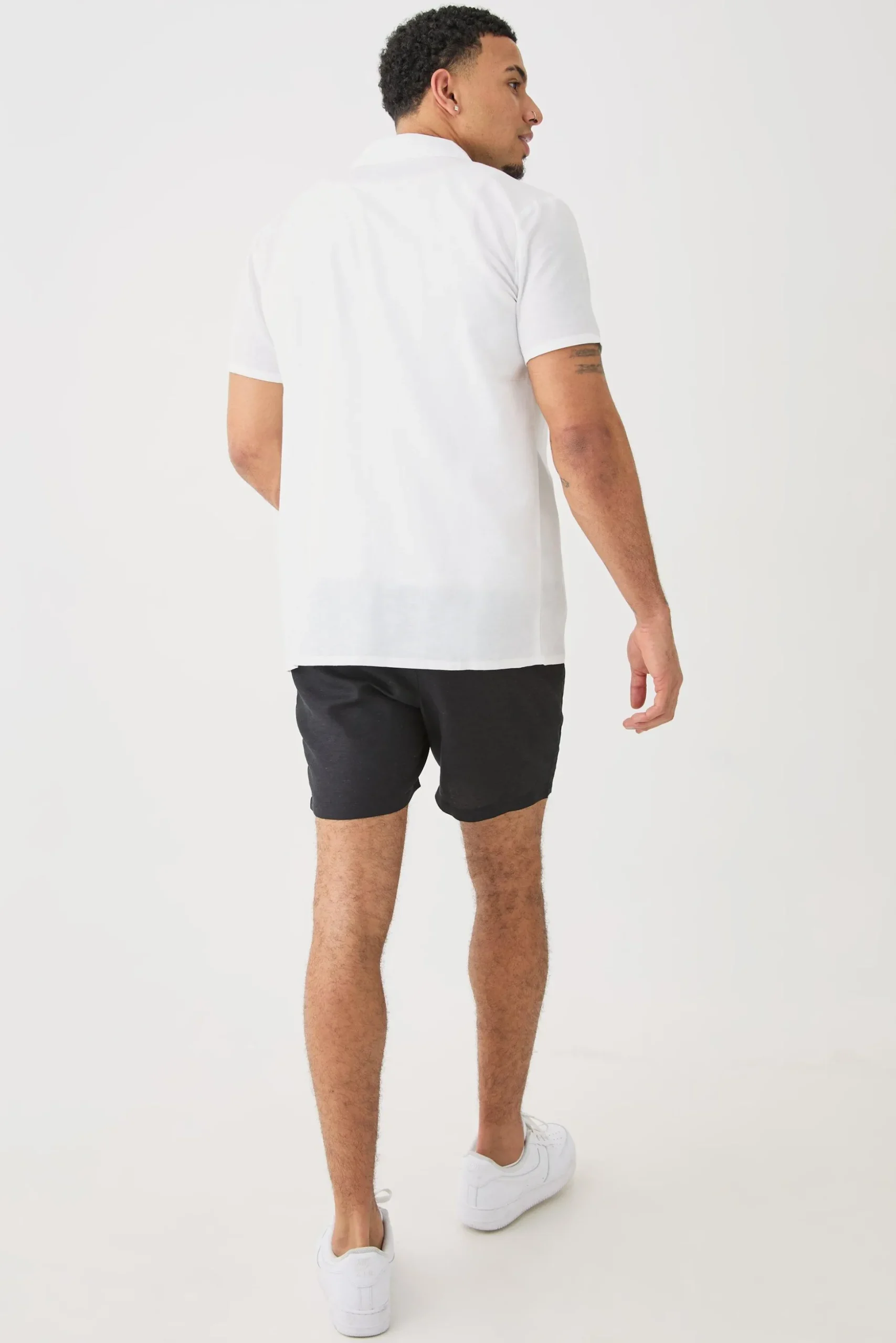 Short Sleeve Linen Shirt | BoohooMAN UK