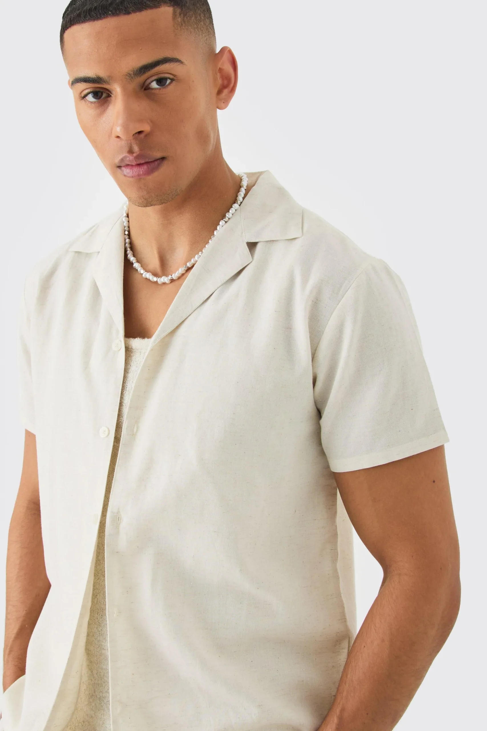 Short Sleeve Linen Shirt | BoohooMAN UK