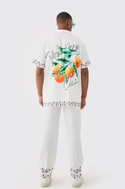 Short Sleeve Oversized Back Print Satin Shirt | BoohooMAN UK