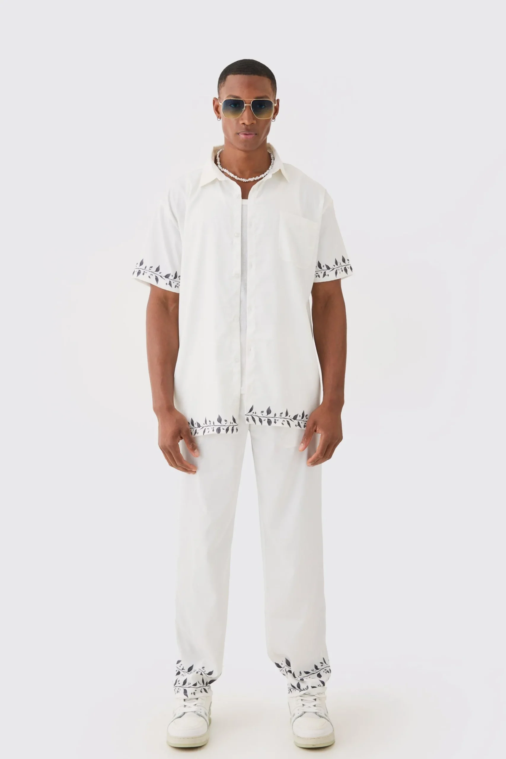 Short Sleeve Oversized Back Print Satin Set | BoohooMAN UK