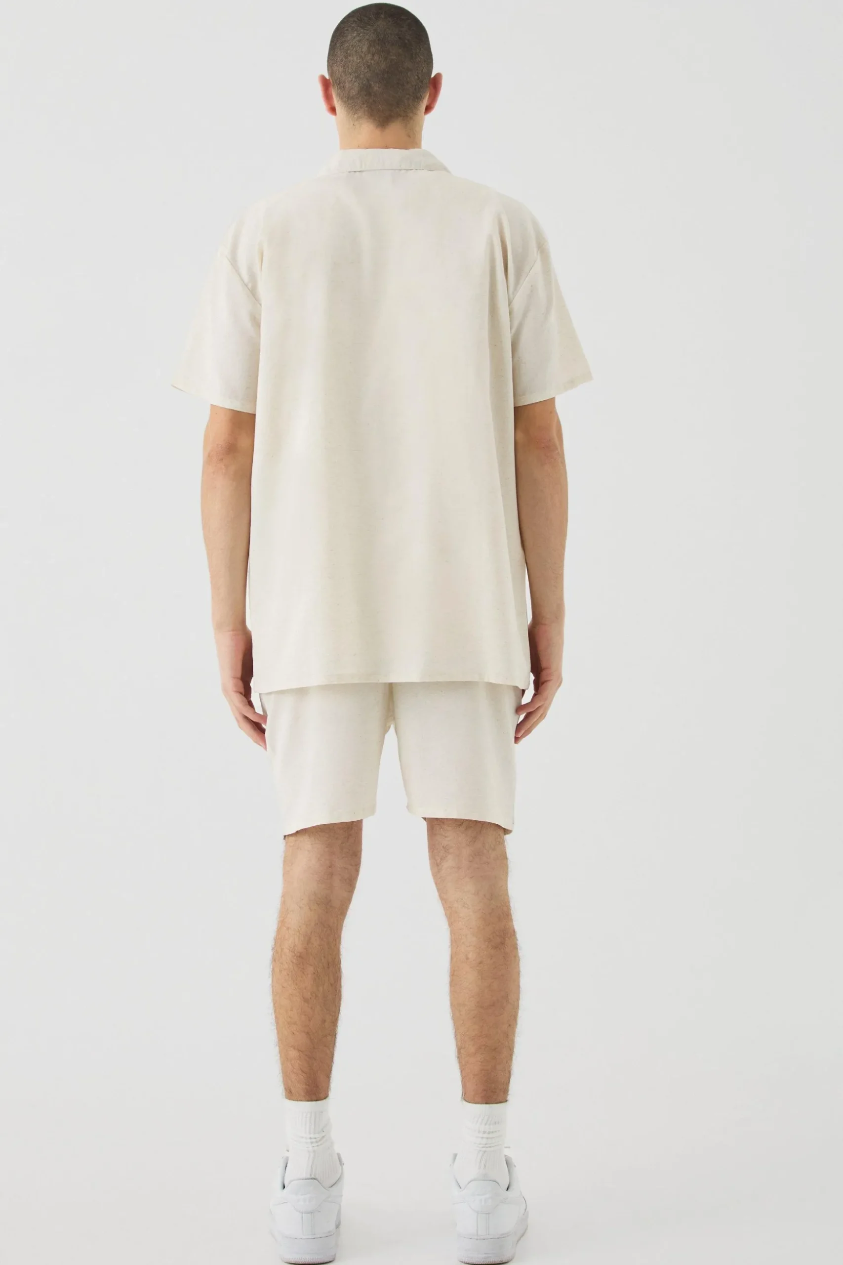 Short Sleeve Oversized Linen Shirt & Short | BoohooMAN UK