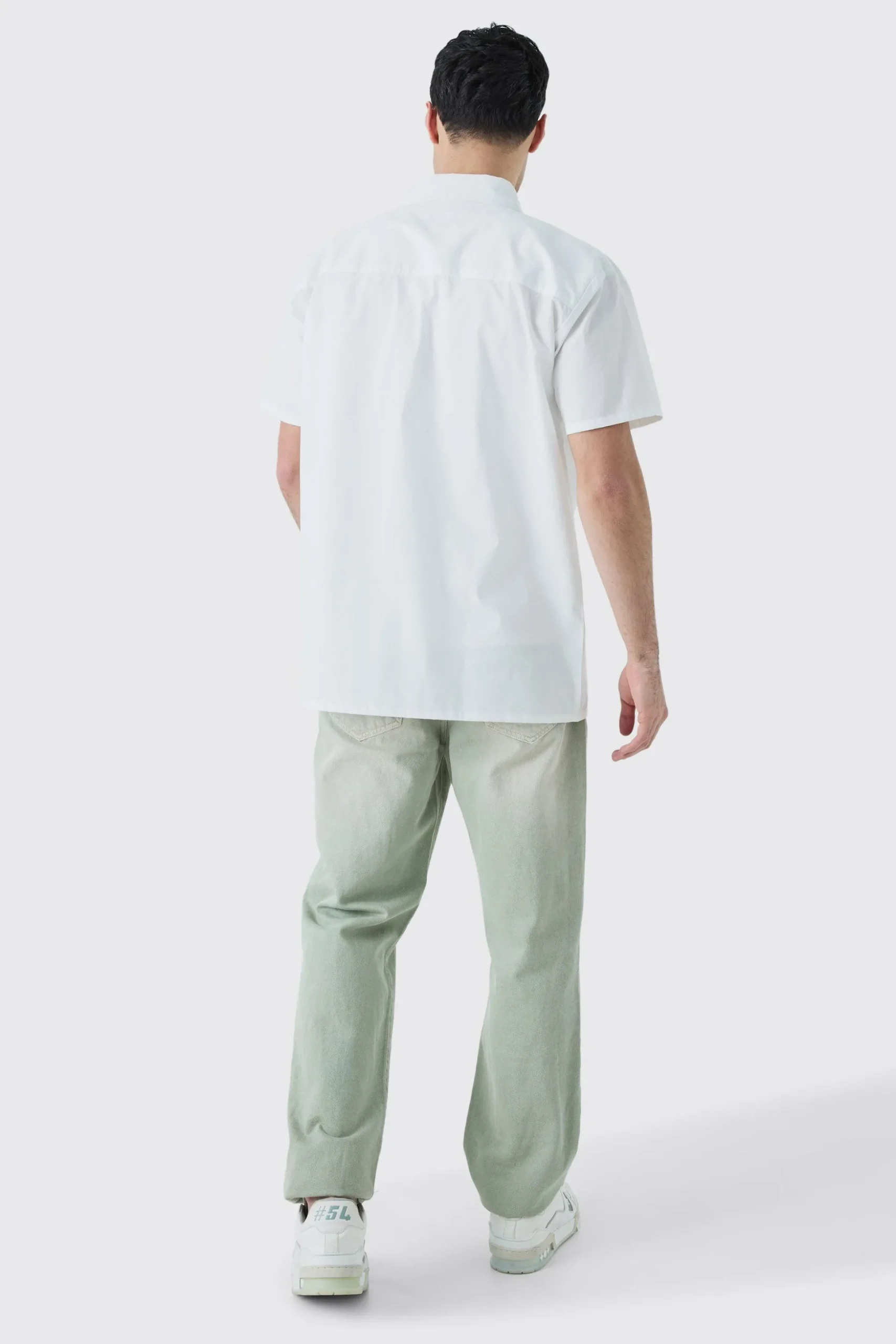 Short Sleeve Oversized Poplin Leaf Applique Shirt | BoohooMAN UK