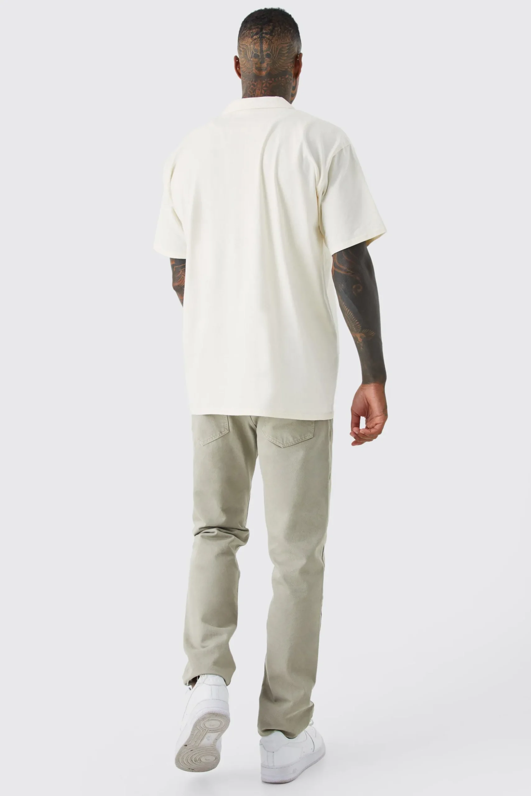 Short Sleeve Oversized Revere Jersey Shirt | BoohooMAN UK