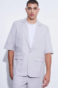 Short Sleeve Oversized Single Breasted Suit Jacket | BoohooMAN UK